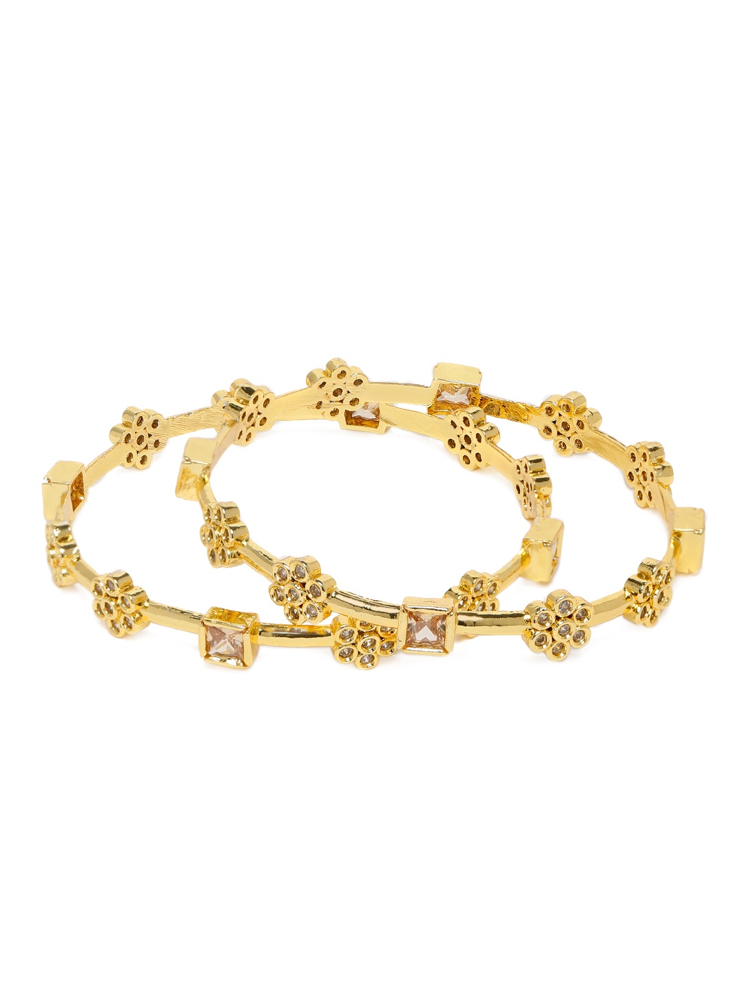 

AccessHer Set Of 2 Gold-Plated & White AD Studded Handcrafted Bangles