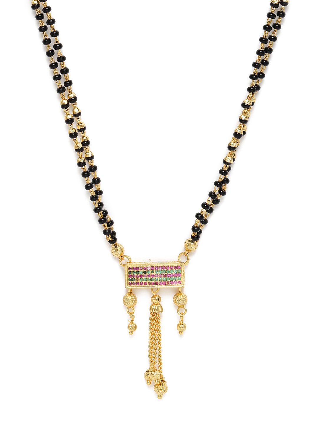 

AccessHer Black Gold-Plated Beaded Mangalsutra
