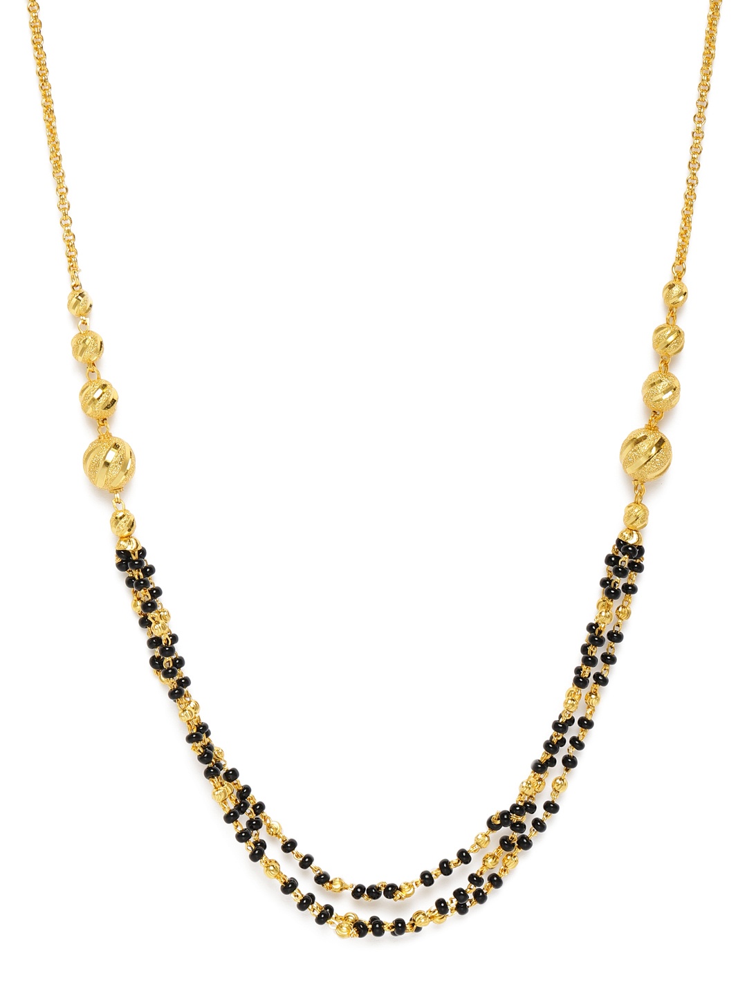 

AccessHer Black Gold-Plated Beaded Mangalsutra