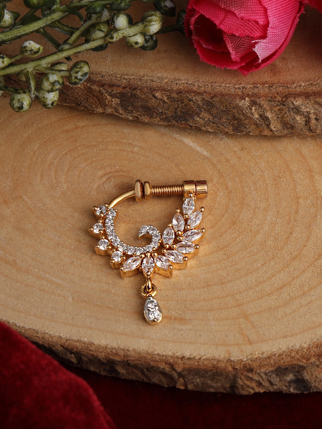 

AccessHer Gold-Plated AD Studded Handcrafted Nosepin