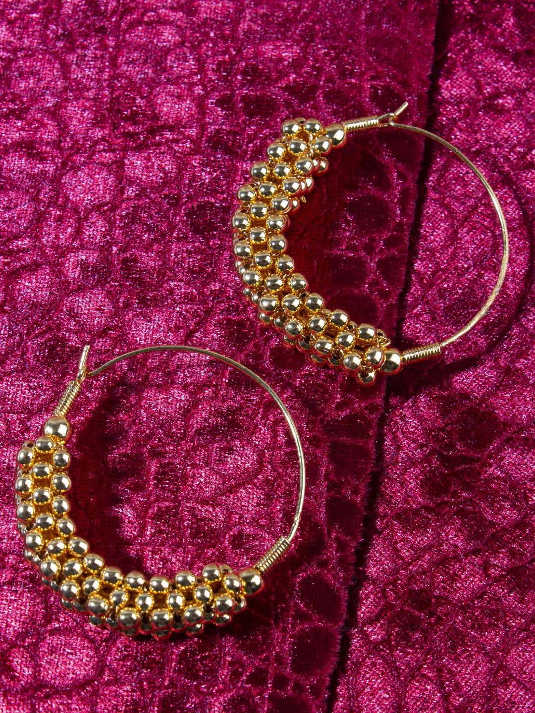 

AccessHer Gold-Plated Beaded Circular Hoop Earrings