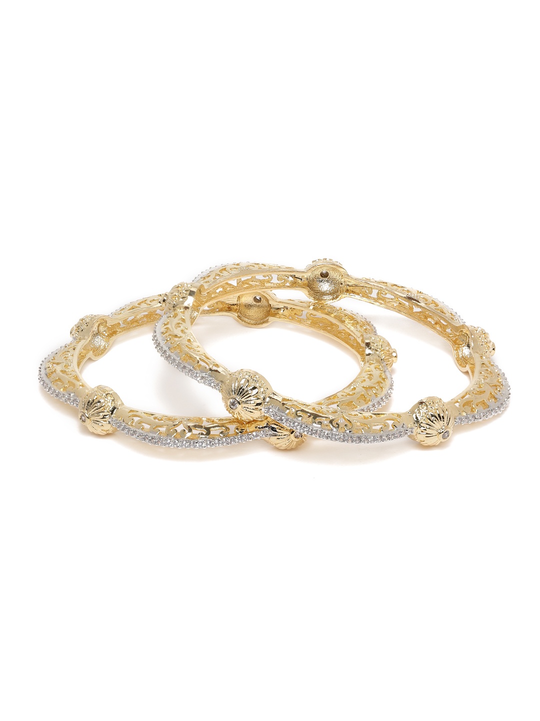 

AccessHer Set Of 2 Gold-Plated & White AD Studded Handcrafted Bangles