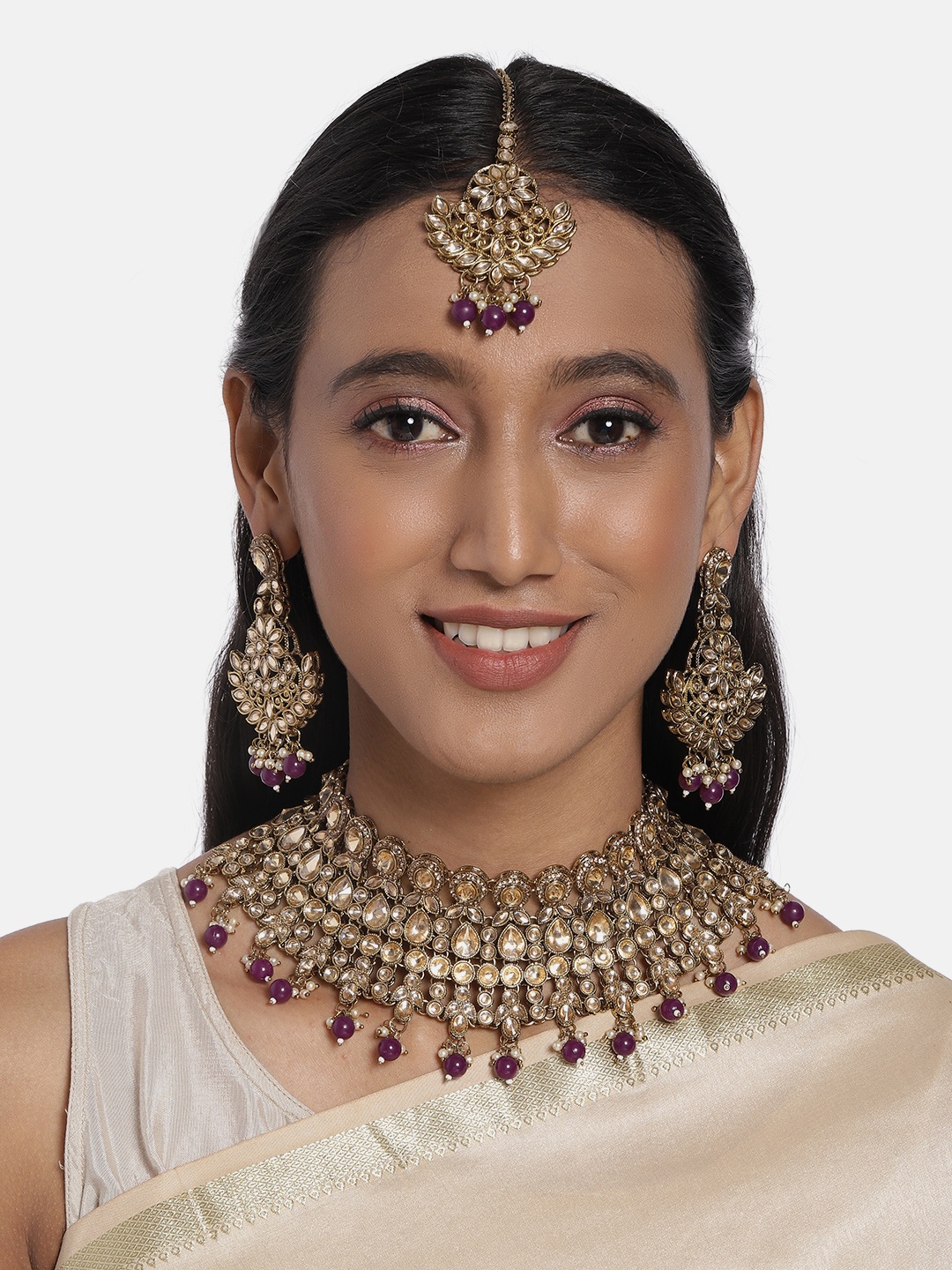 

AccessHer Antique Gold-Plated Handcrafted Choker Style Jewellery Set