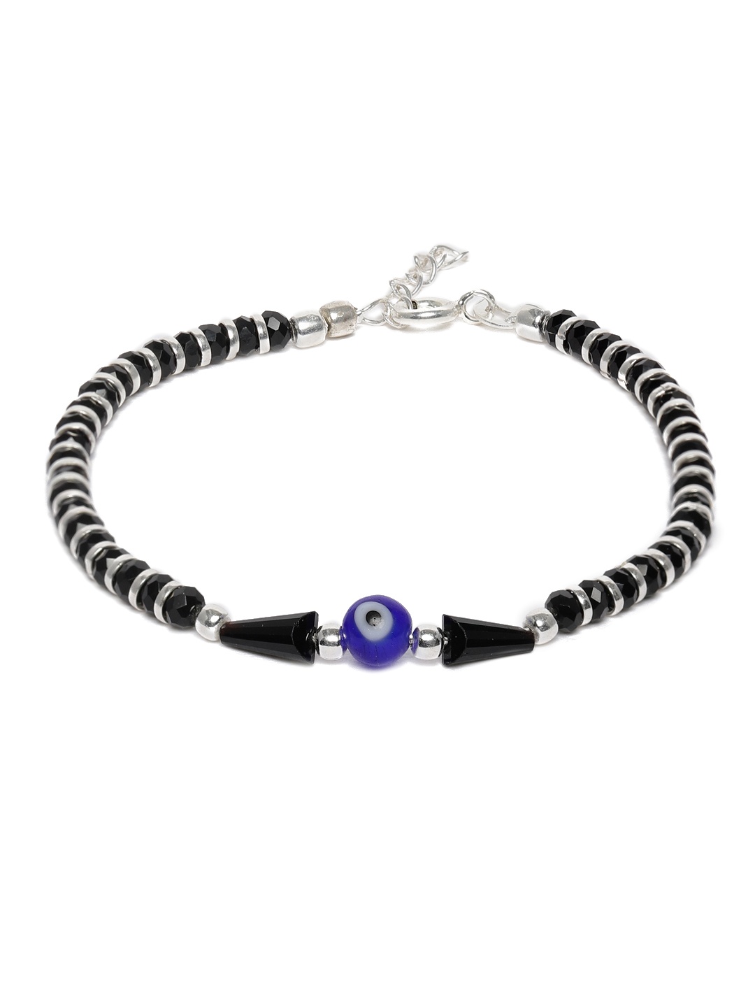 

ZAYN 92.5 Sterling Silver & Black Beaded Handcrafted Single Anklet