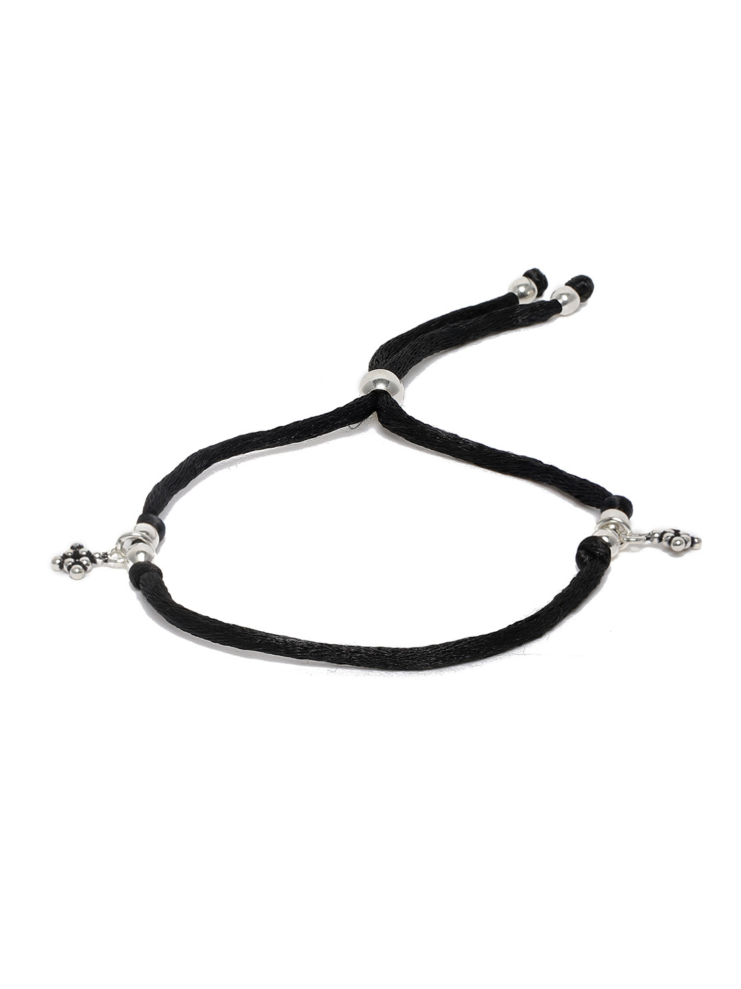 

ZAYN 92.5 Sterling Silver & Black Threaded Handcrafted Single Anklet
