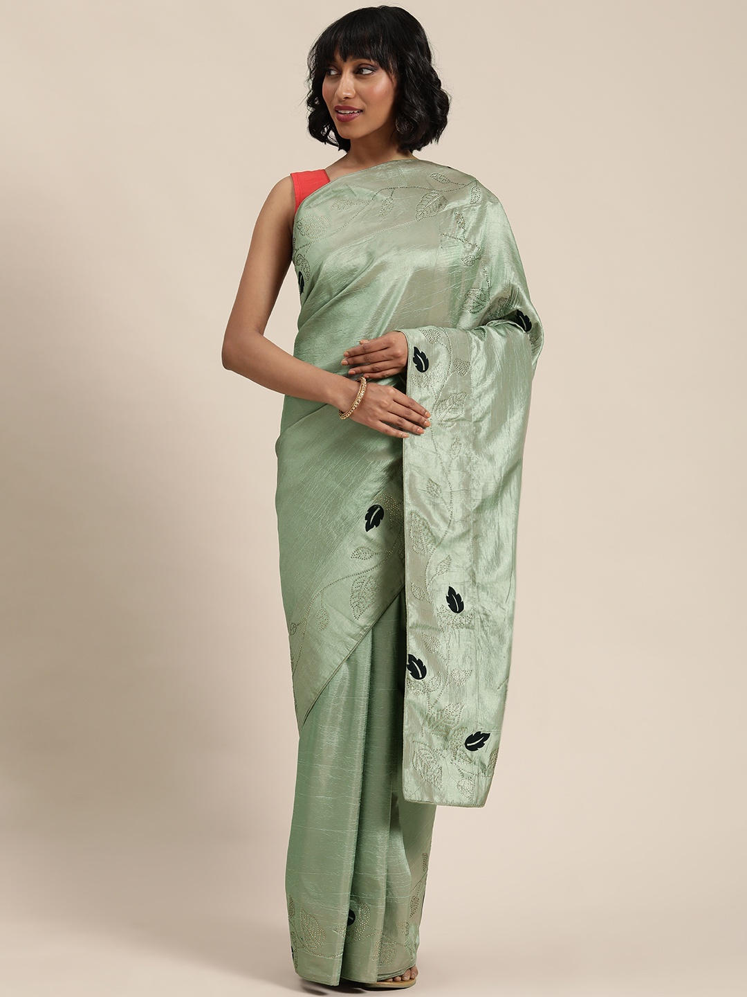 

Mitera Sea Green Embellished Saree