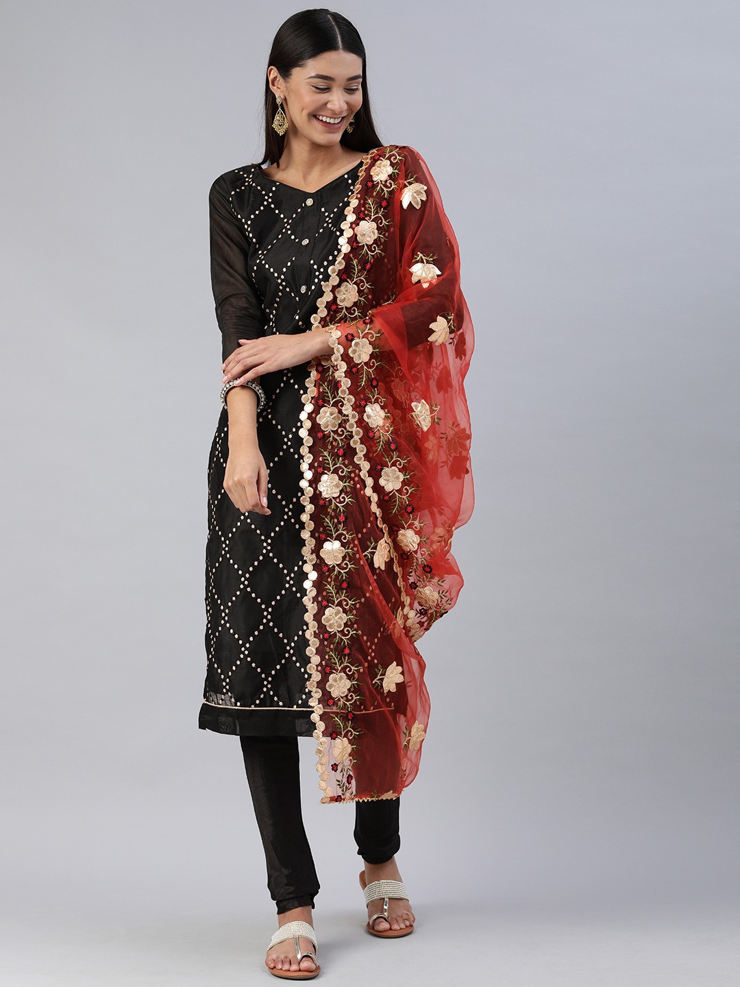 

Mitera Black Silk Blend Unstitched Dress Material