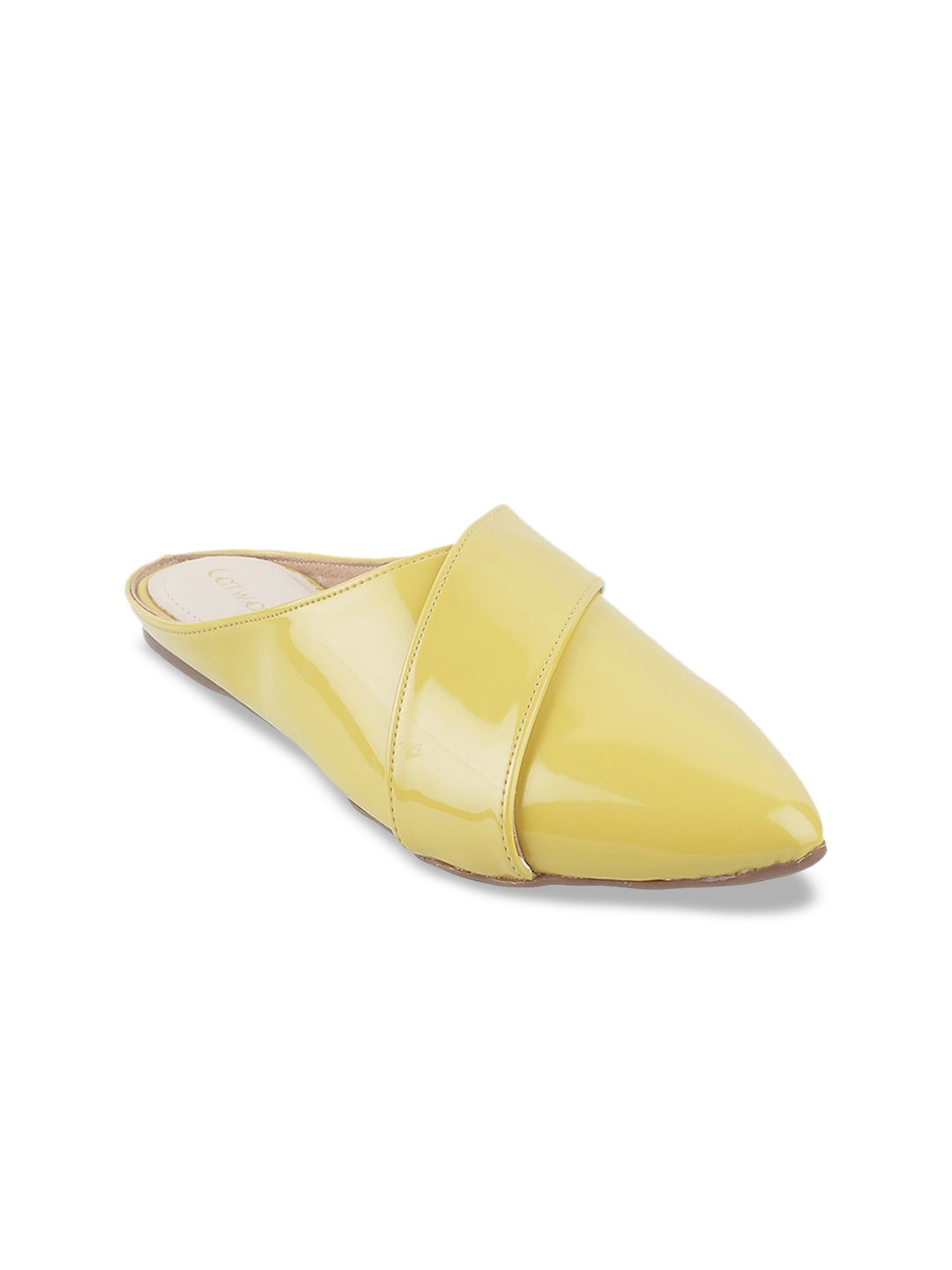 

Catwalk Women Yellow Solid Synthetic Patent Mules
