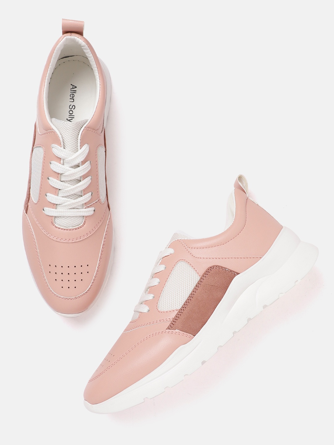 

Allen Solly Women Peach-Coloured Perforated Flatform Sneakers