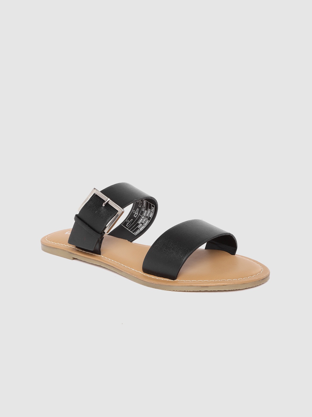 

Allen Solly Women Black Solid Open Toe Flats with Buckle Detail