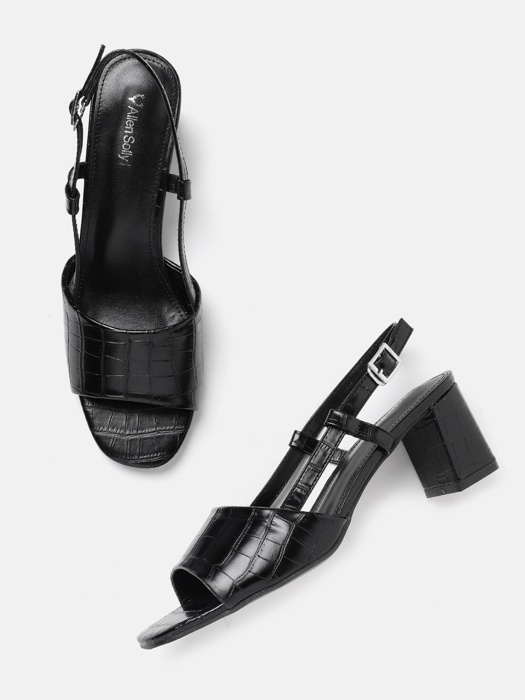 

Allen Solly Women Black Croc Textured Block Heels