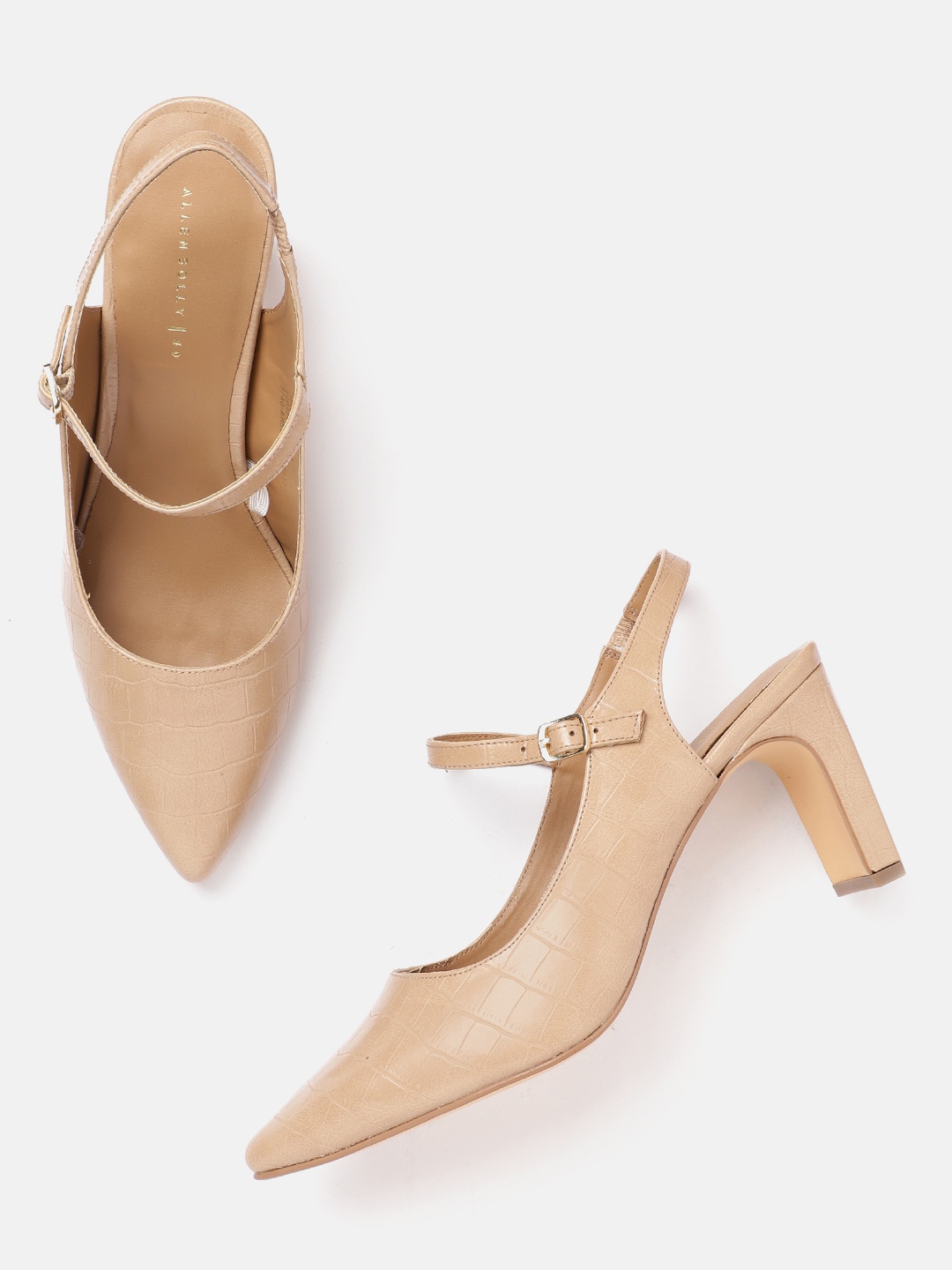 

Allen Solly Women Beige Croc Textured Pumps