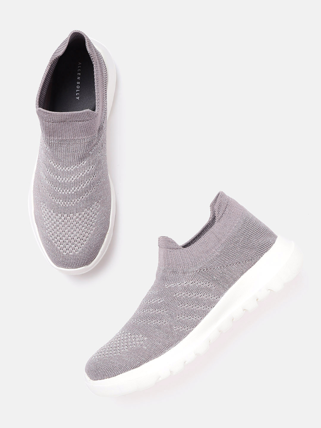 

Allen Solly Women Knitted Slip-On Sneakers, Pink