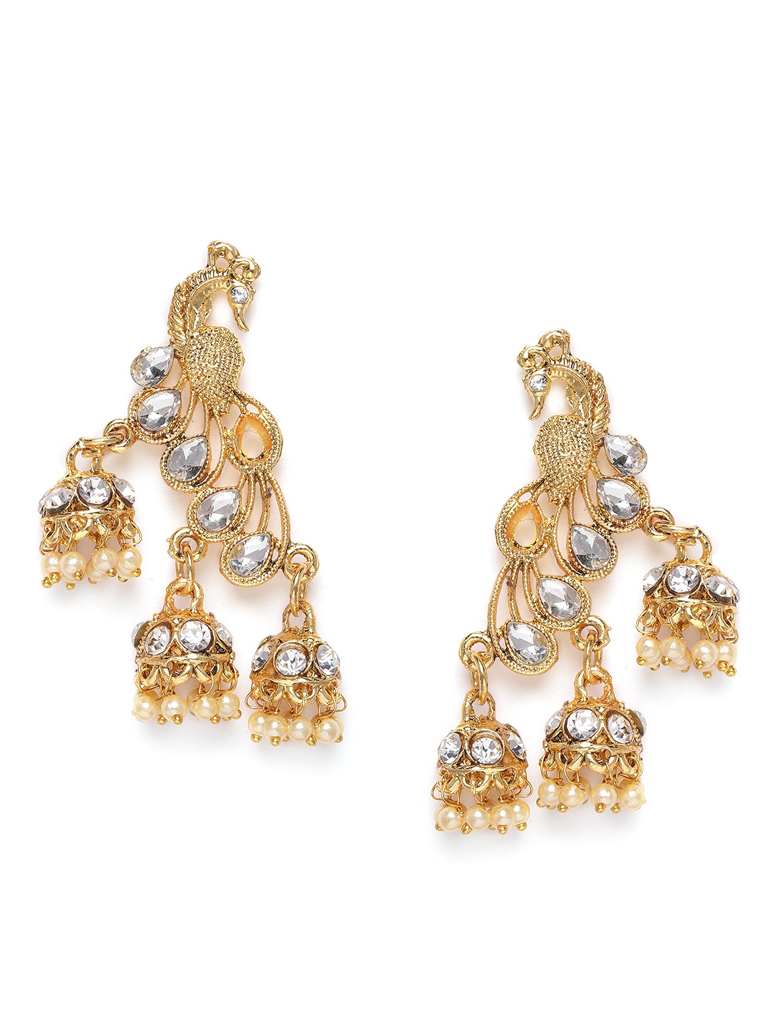 

Kord Store Gold-Plated Peacock Shaped Drop Earrings