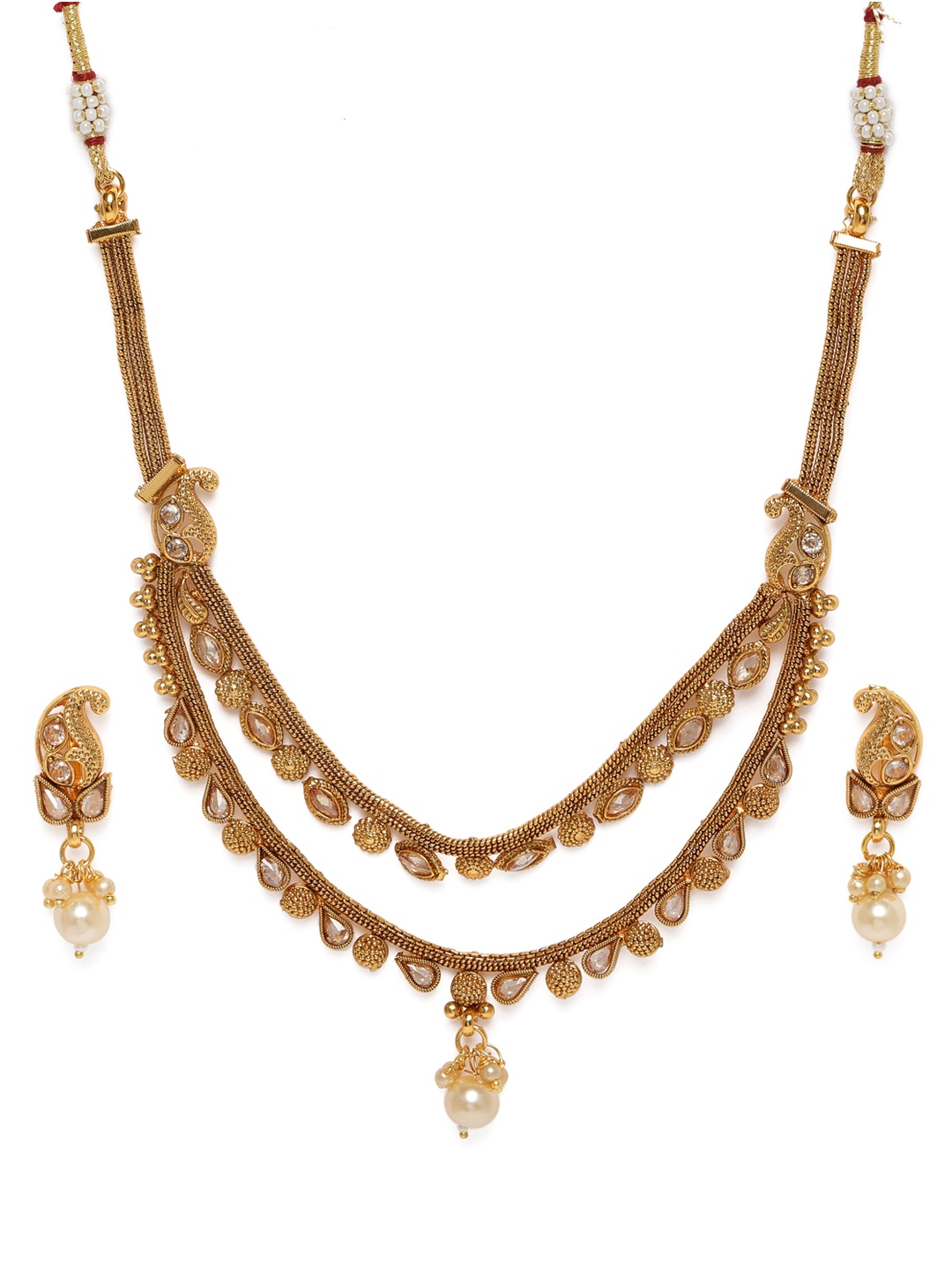 

Kord Store Gold-Plated Studded 2 String Choker Jewellery Set