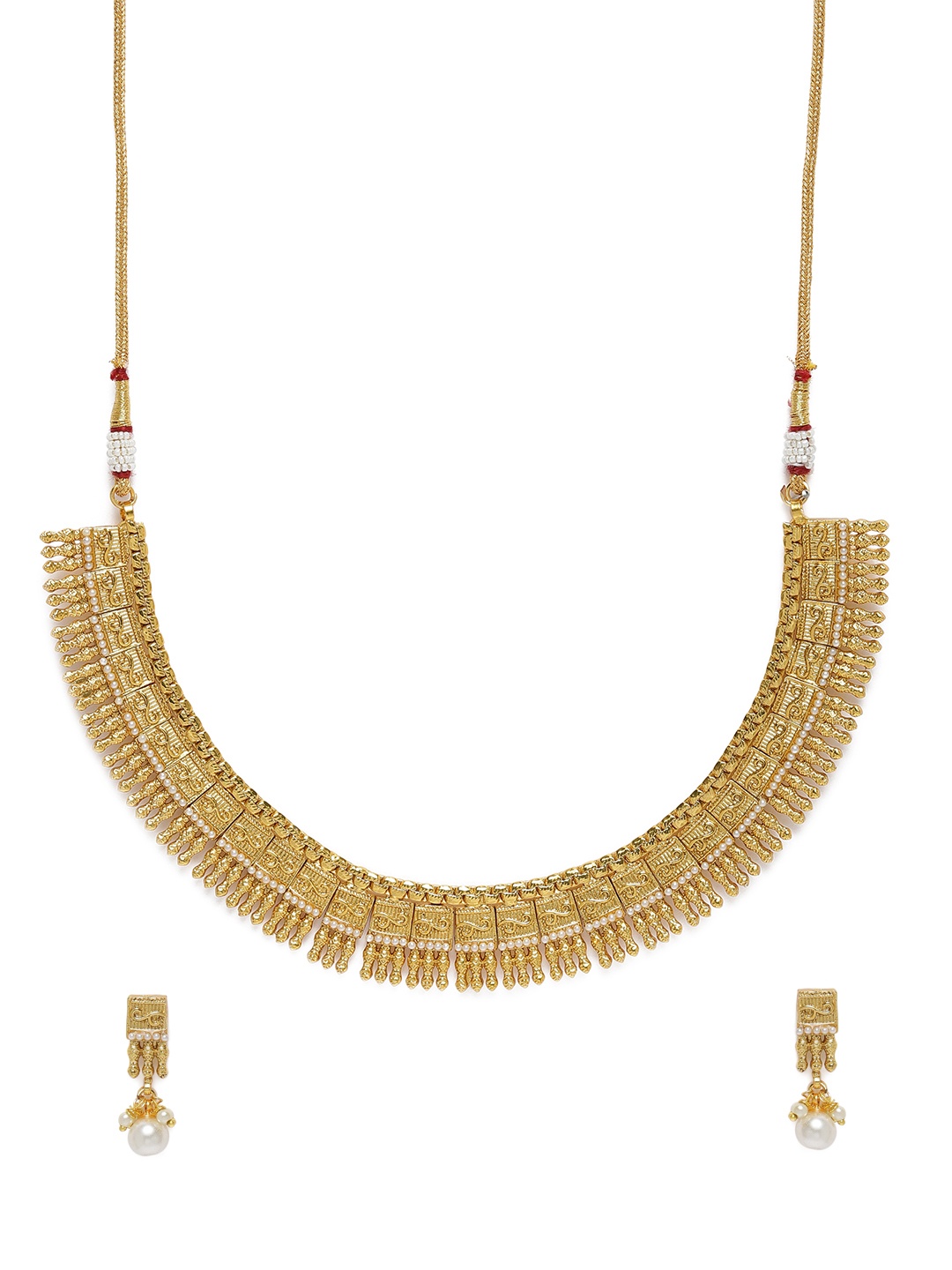 

Kord Store Gold Plated Traditional Latkan Pearls Necklace & Earrings Set