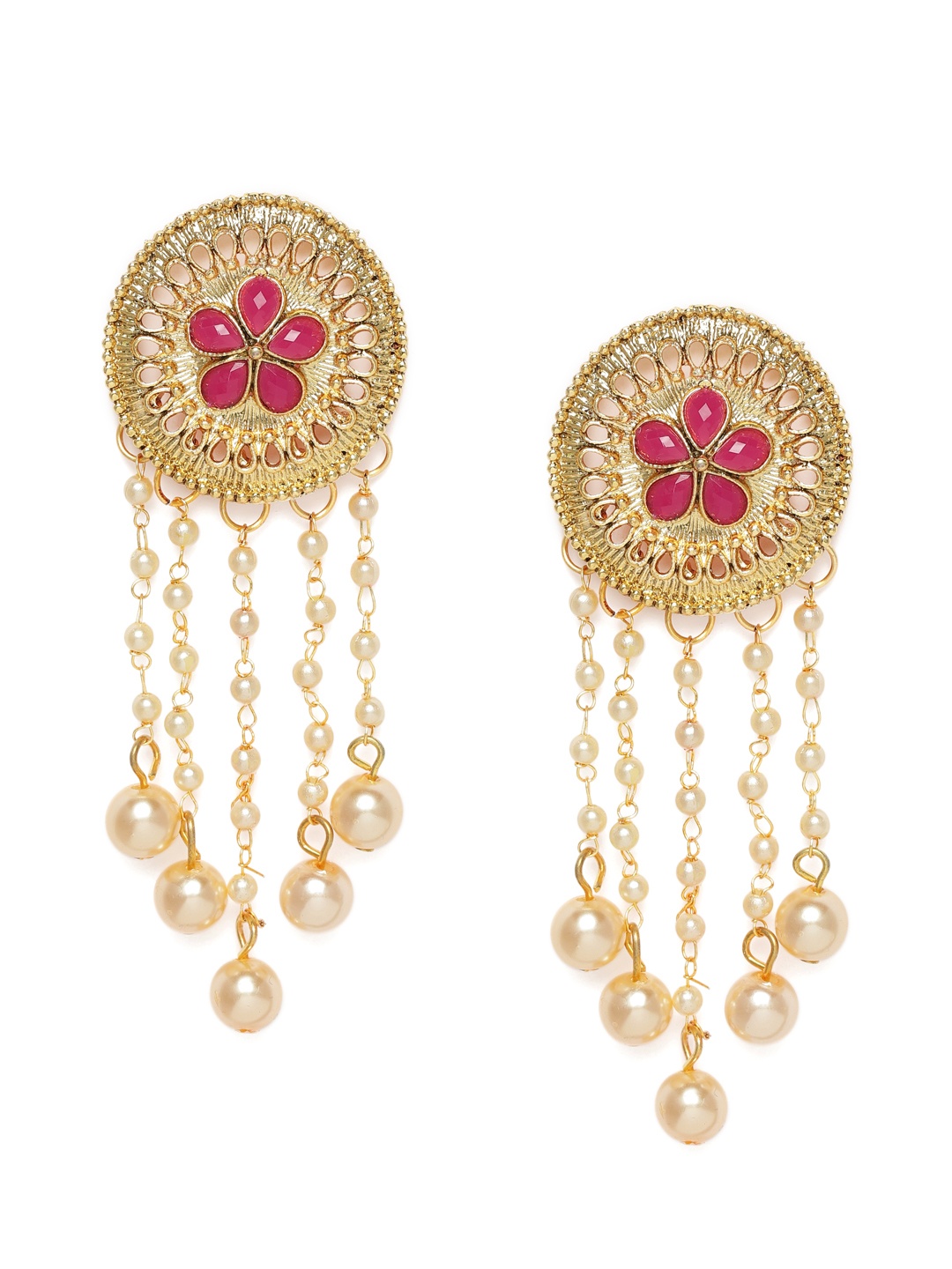 

Kord Store Pink & Gold-Plated Beaded Classic Drop Earrings