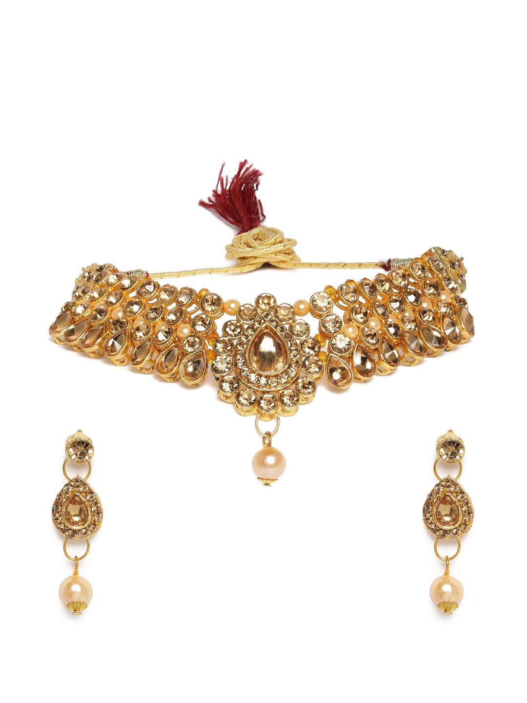 

Kord Store Gold-Plated Studded Choker Jewellery Set