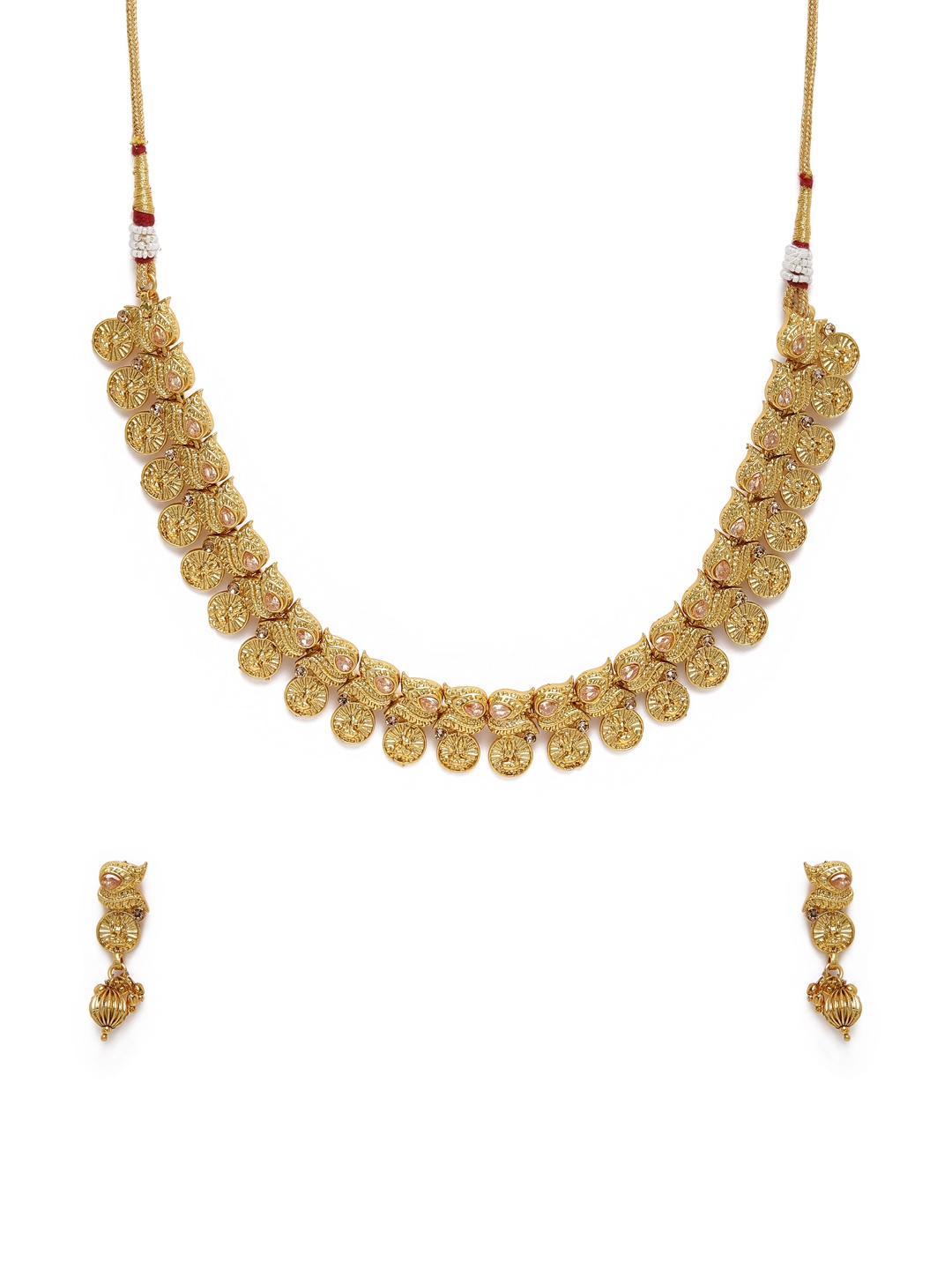 

Kord Store Gold Plated Traditional Paisley Design Laxmi Necklace & Earrings Set
