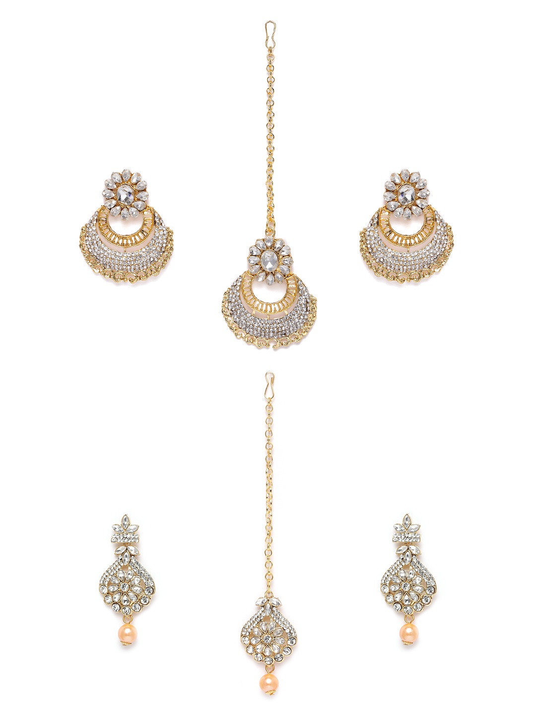 

Kord Store White Gold-Plated Stone Studded Jewellery Set