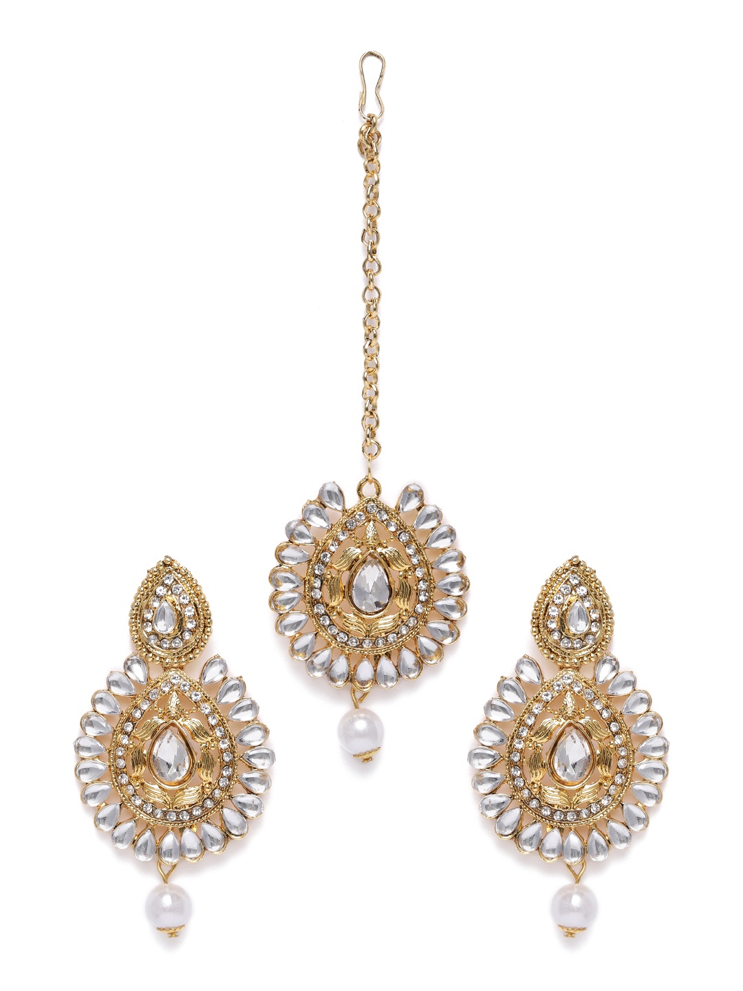 

Kord Store Gold-Plated Studded Pear Shaped Jewellery Set