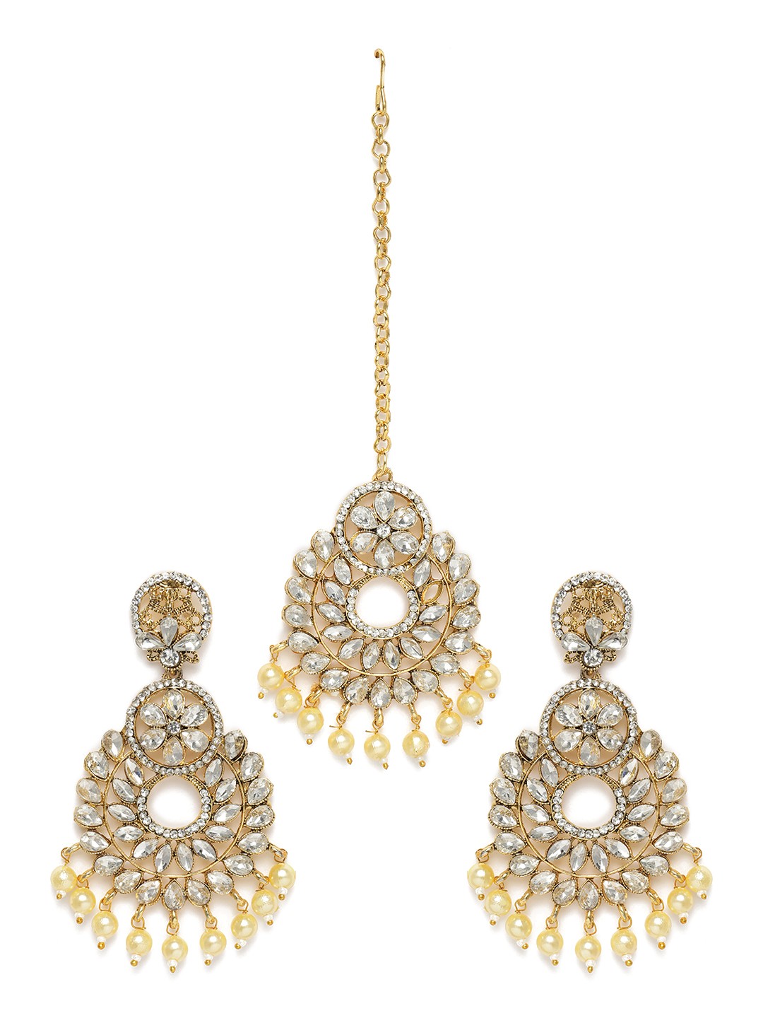 

Kord Store Gold-Plated Earrings & Maang Tika Set