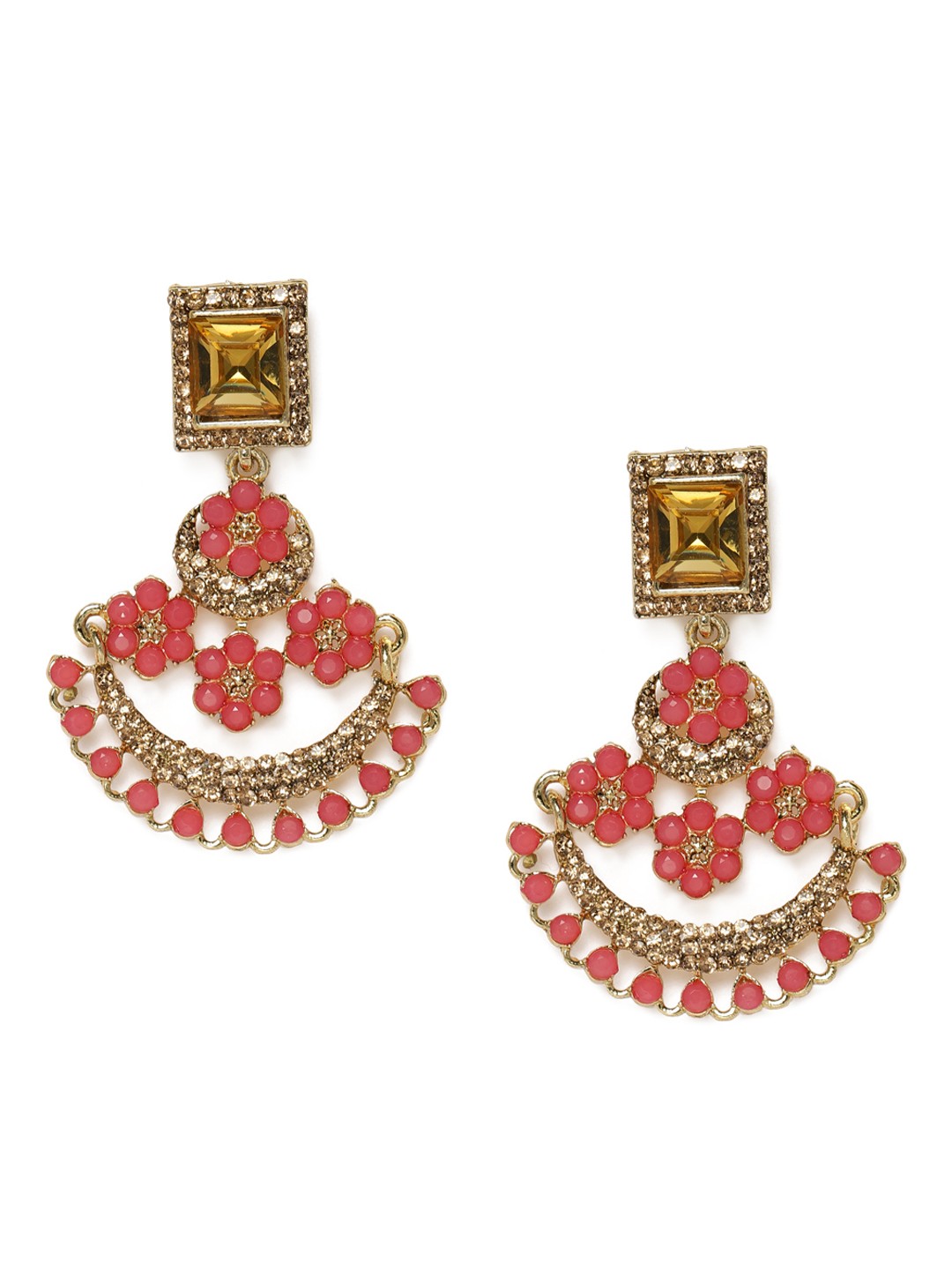

Kord Store Pink Gold Plated Studded Classic Drop Earrings