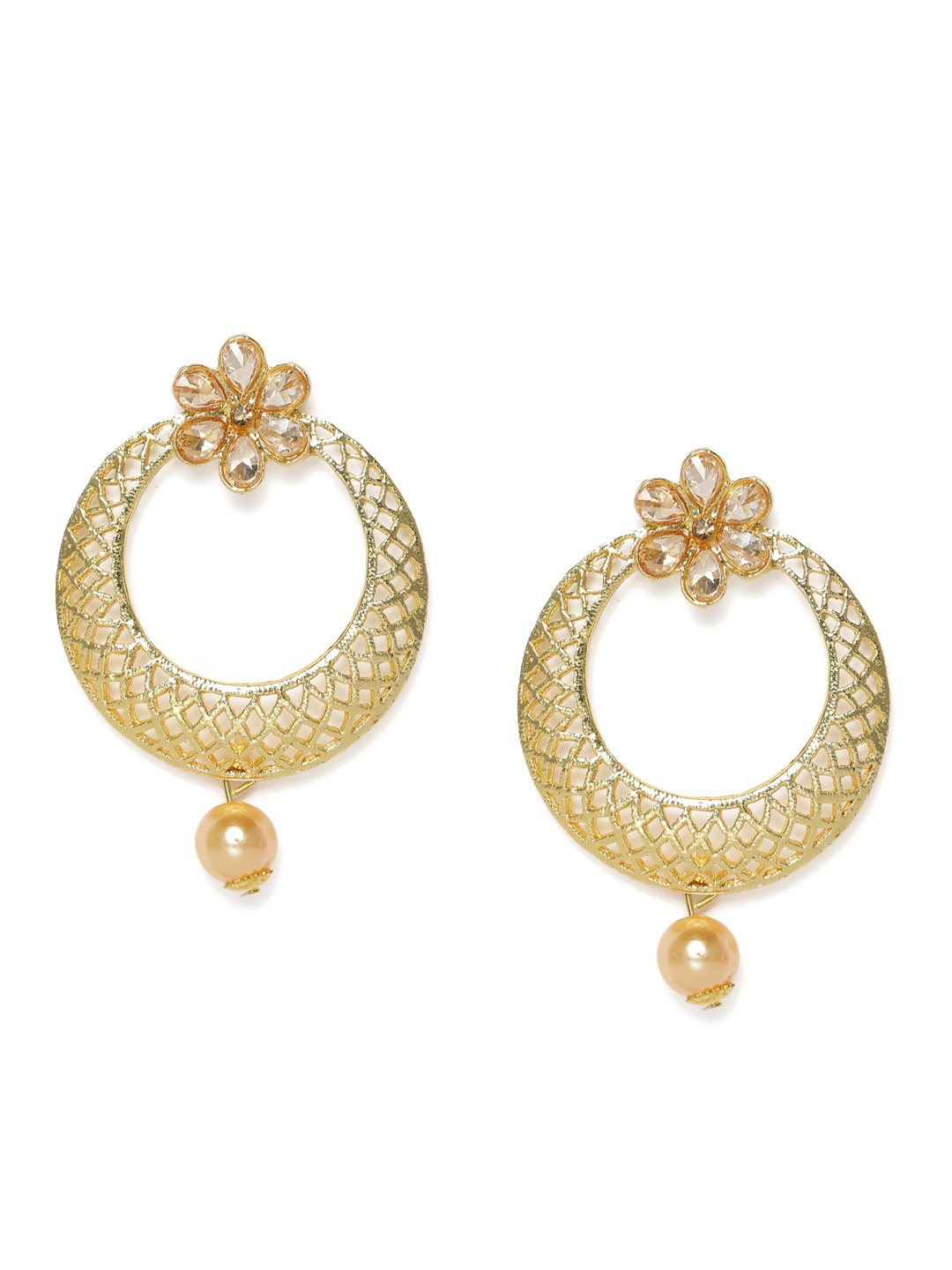 

Kord Store Gold Plated Studded Circular Drop Earrings