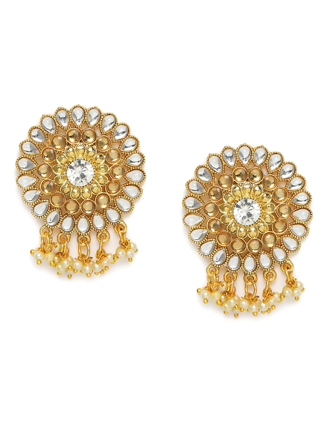 

Kord Store Gold-Plated Stone Studded Circular Drop Earrings