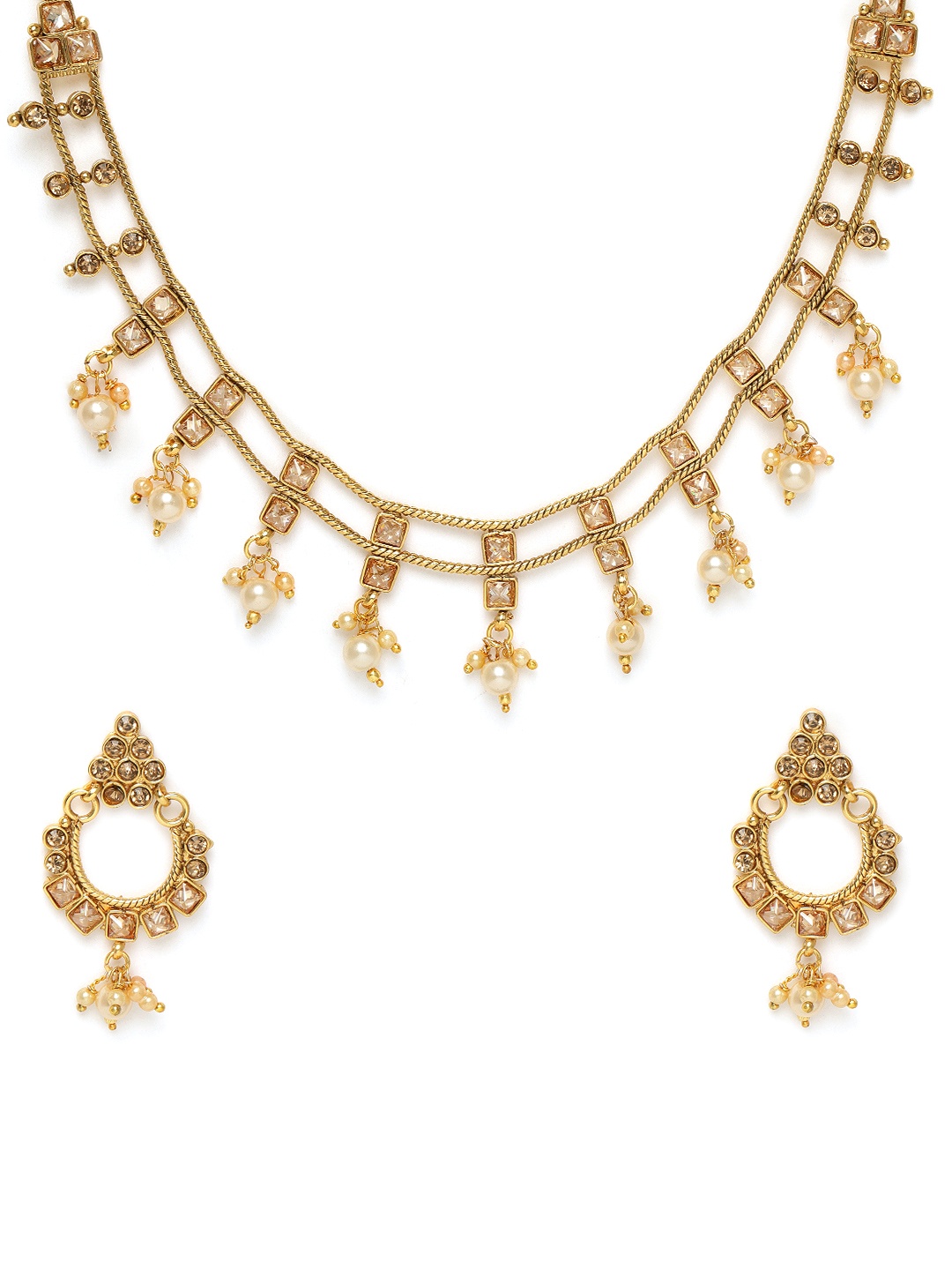 

Kord Store Gold-Plated Studded 2 String Jewellery Set