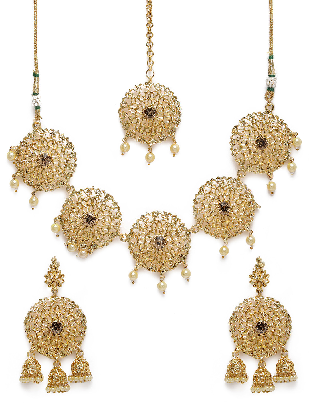 

Kord Store Gold-Plated Studded Filigree Jewellery Set