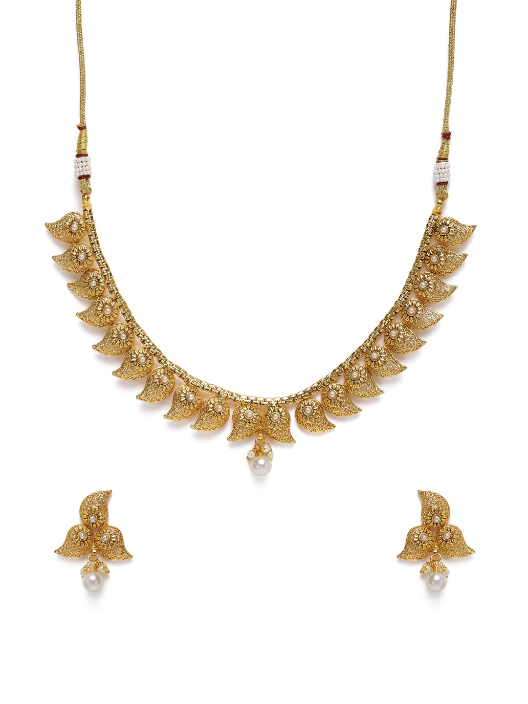 

Kord Store Gold Plated Paisley Design Princess Necklace & Earrings Set