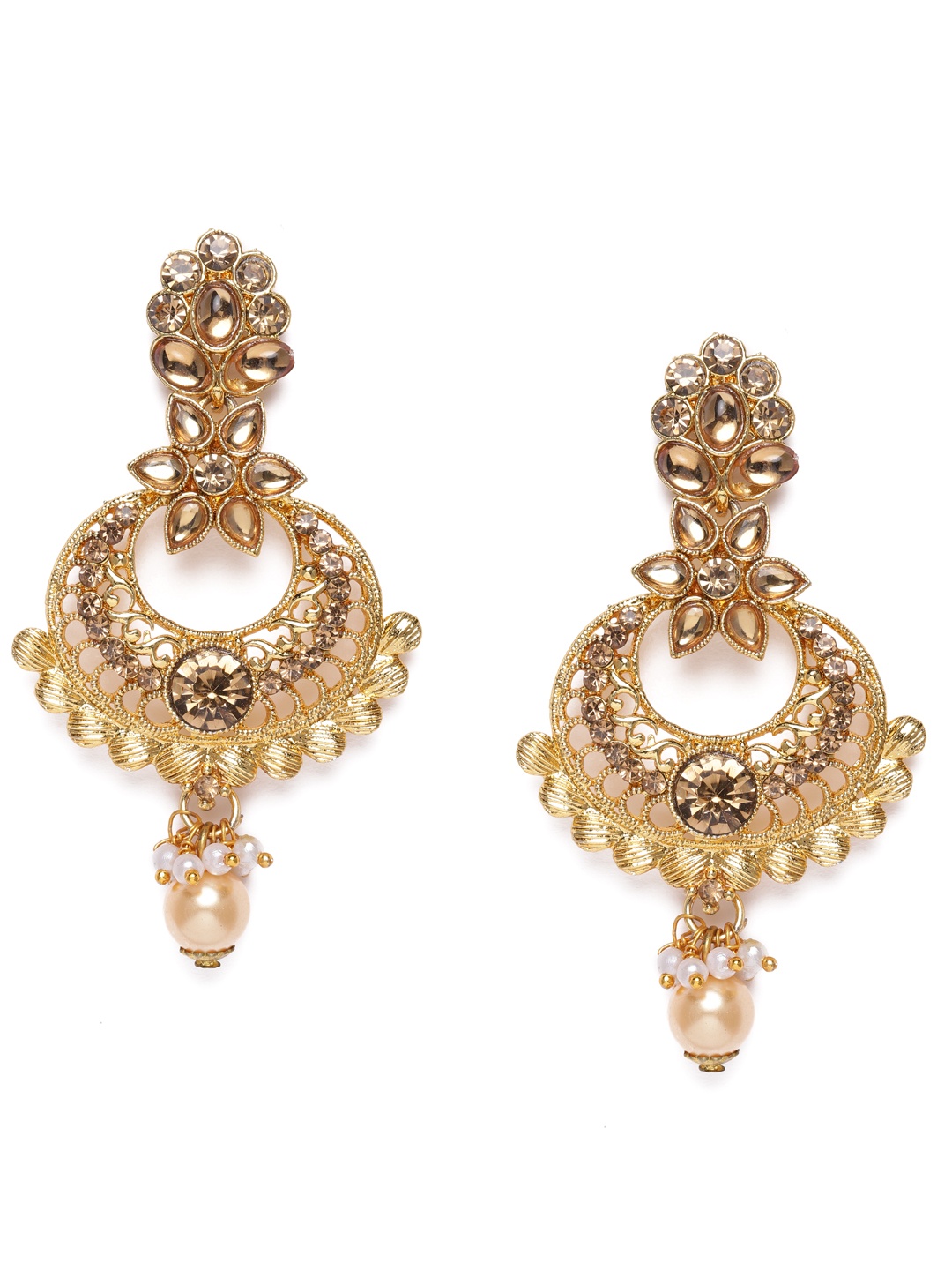 

Kord Store Gold-Plated Stone Studded Crescent Shaped Chandbalis
