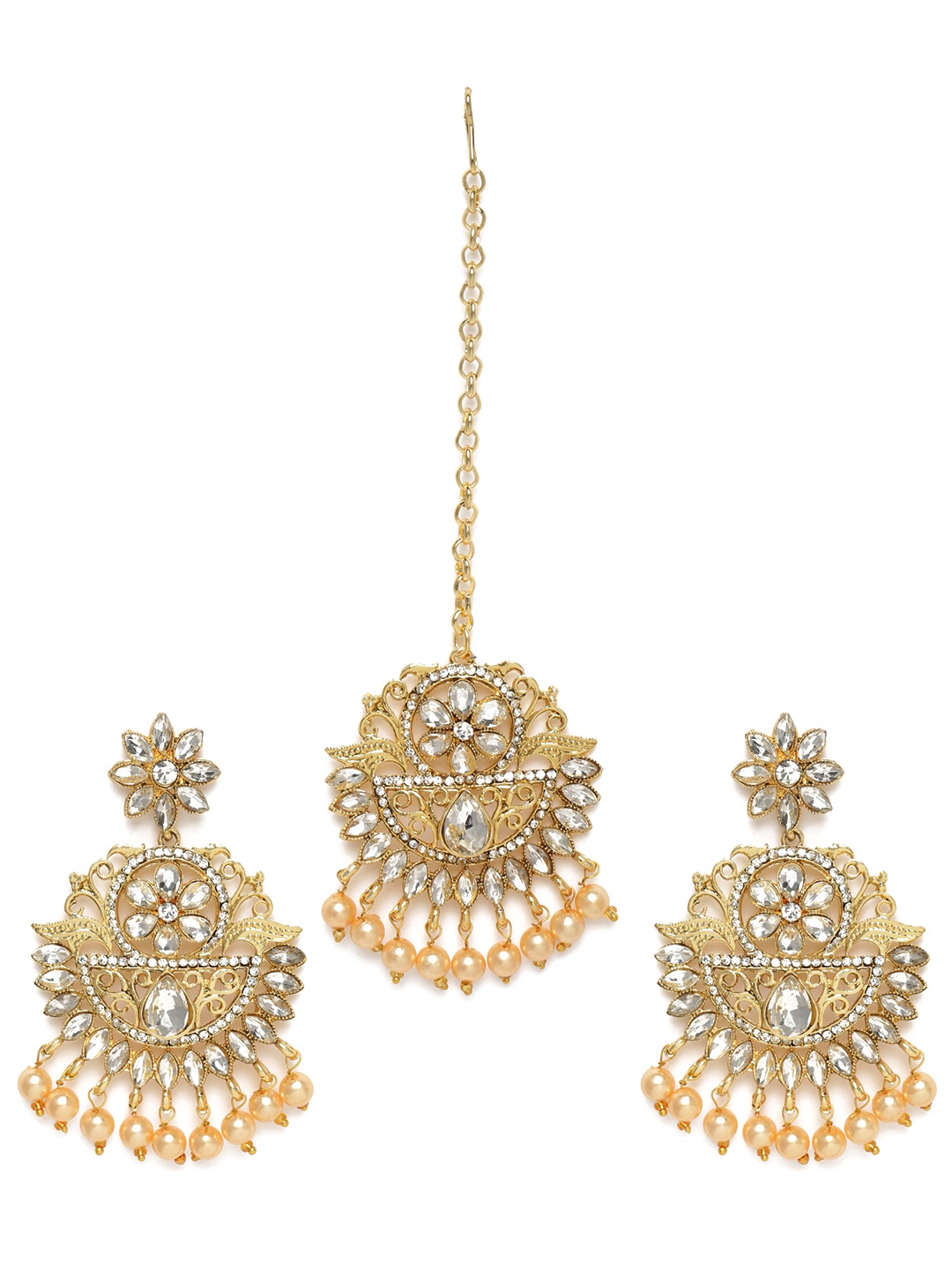 

Kord Store Gold-Plated Earrings & Maang Tika Set
