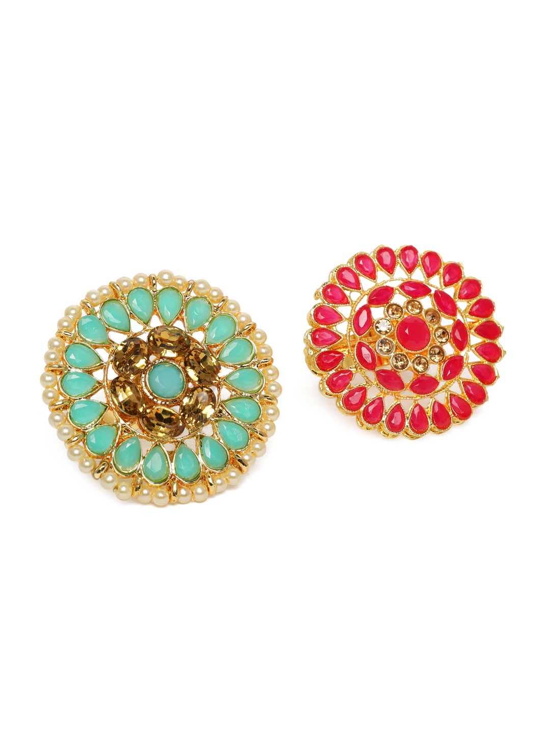 

Kord Store Set of 2 Gold Plated Studded Adjustable Finger Rings
