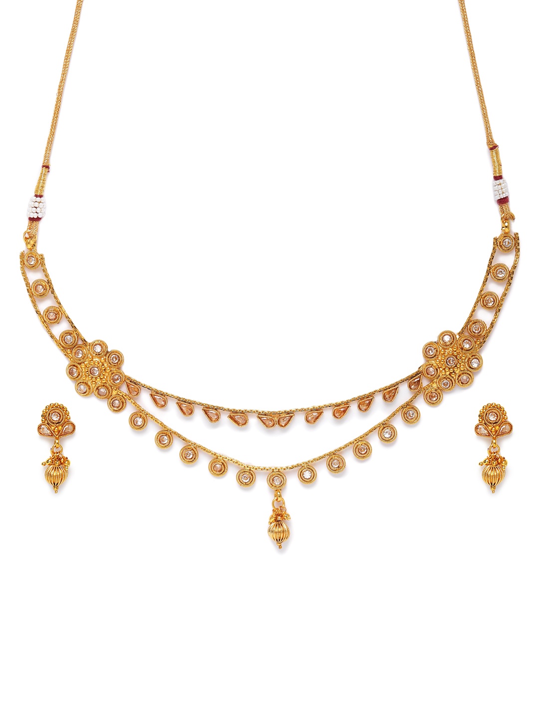 

Kord Store Gold-Plated Studded 2 String Jewellery Set