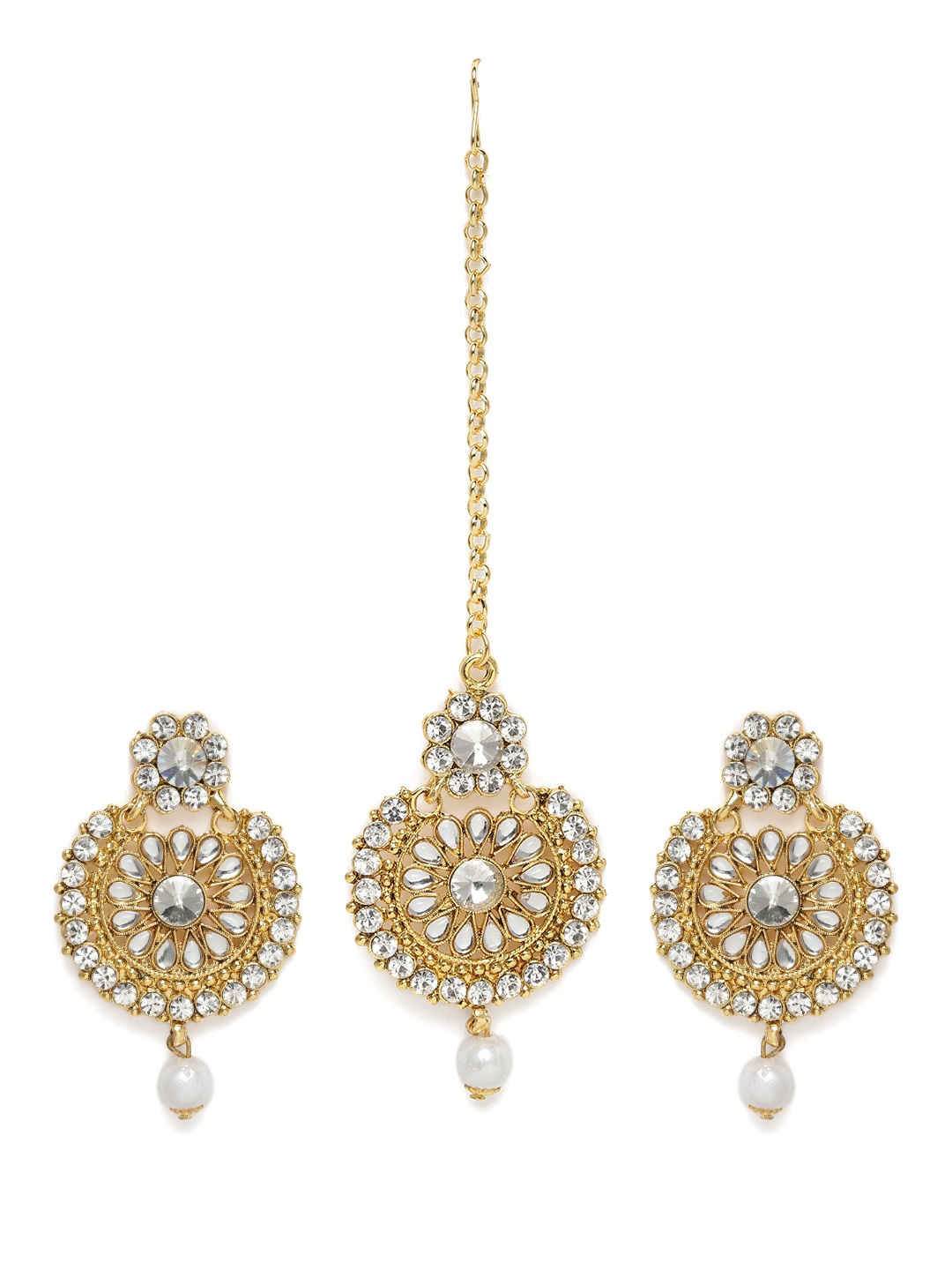 

Kord Store Gold-Plated Earrings & Maang Tika Set