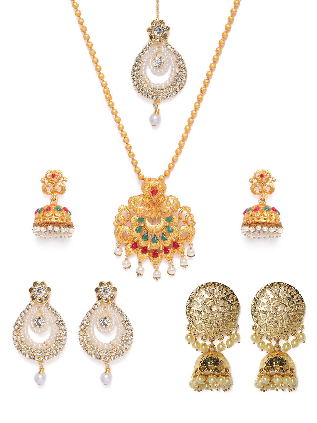 

Kord Store Gold-Plated Stone Studded Jewellery Set
