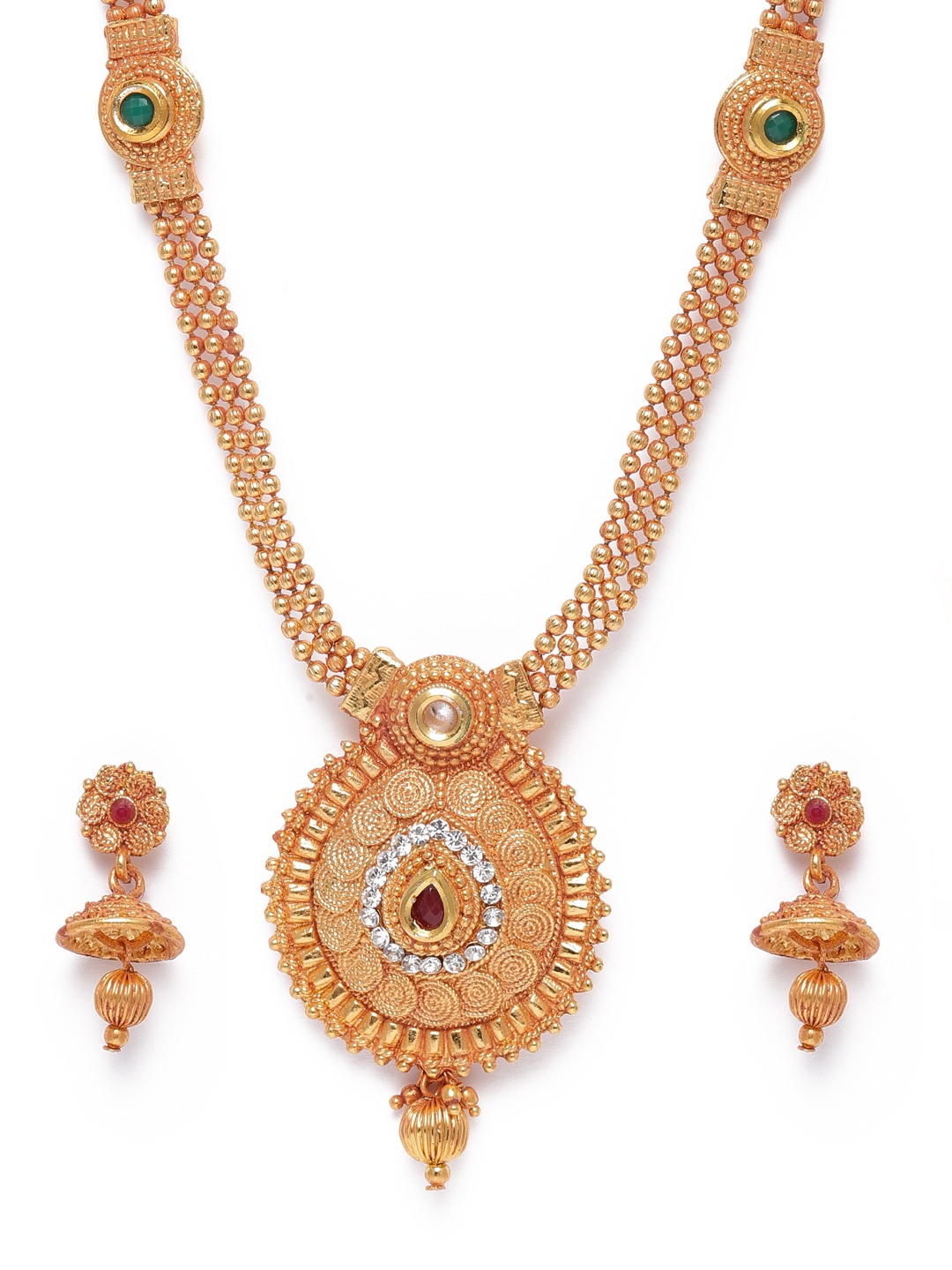 

Kord Store Antique Gold-Plated Stone Studded Jewellery Set
