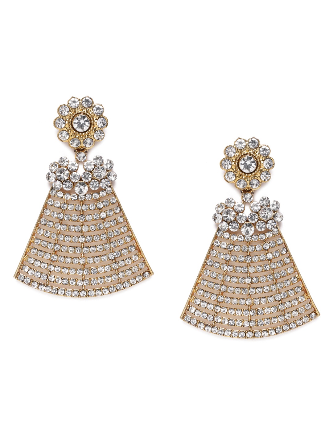 

Kord Store Gold-Plated AD Studded Contemporary Drop Earrings