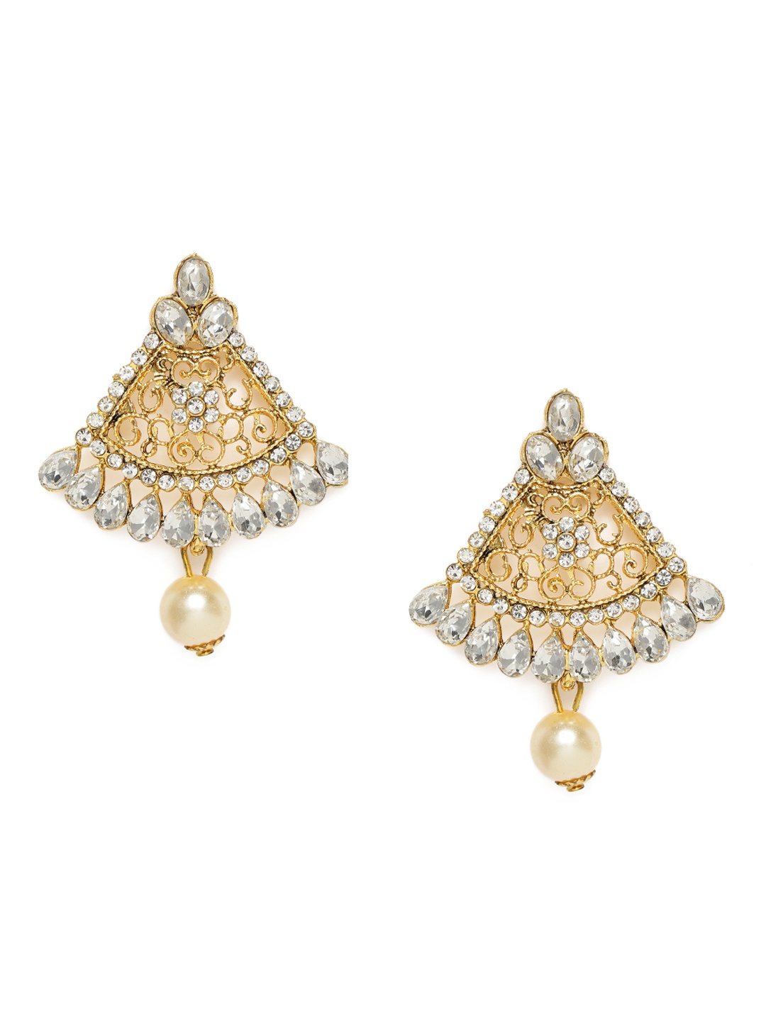 

Kord Store Gold-Plated Studded Contemporary Drop Earrings