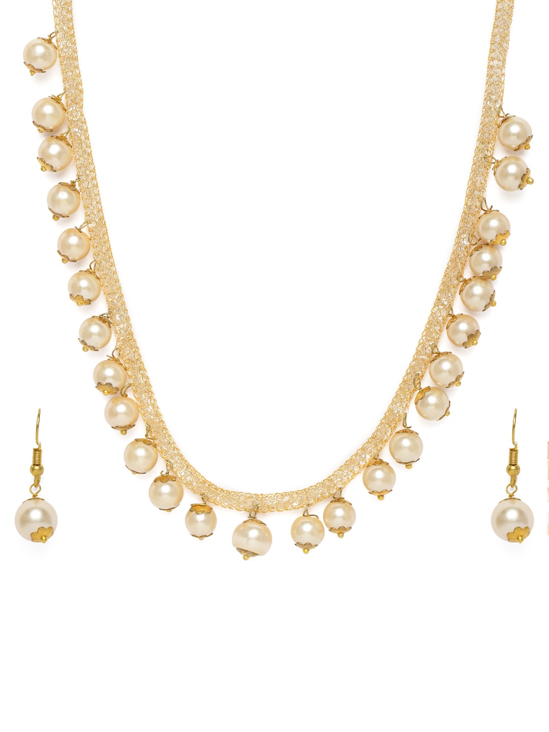 

Kord Store Gold-Plated Pearls Studded Choker Jewellery Set