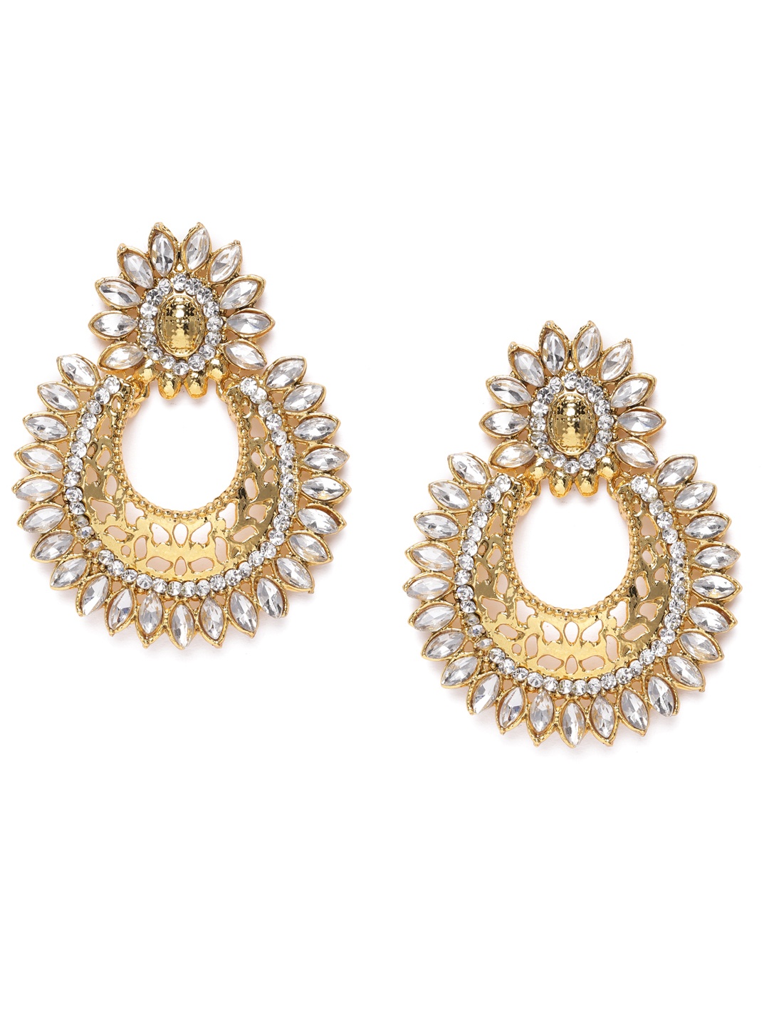 

Kord Store Gold Plated AD Studded Classic Drop Earrings