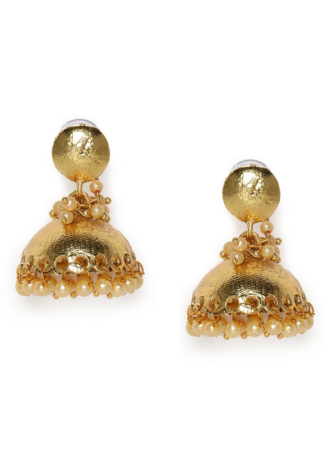 

Kord Store Gold Plated Pearl Dome Shaped Jhumkas