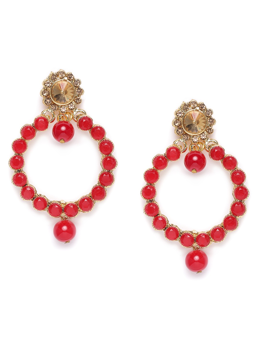 

Kord Store Red Gold-Plated Studded Circular Drop Earrings