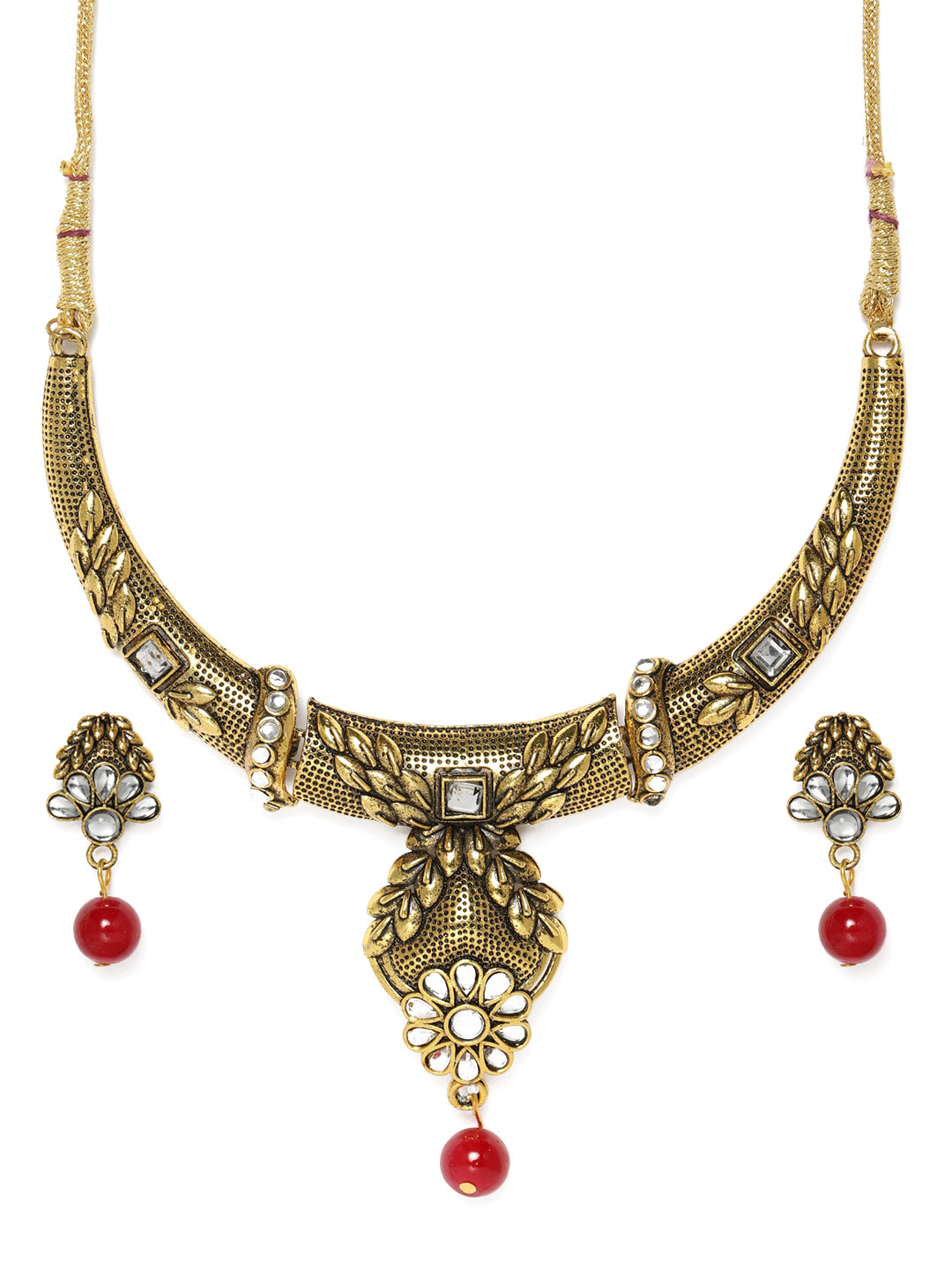 

Kord Store Antique Gold Plated Kundan Jewellery Set