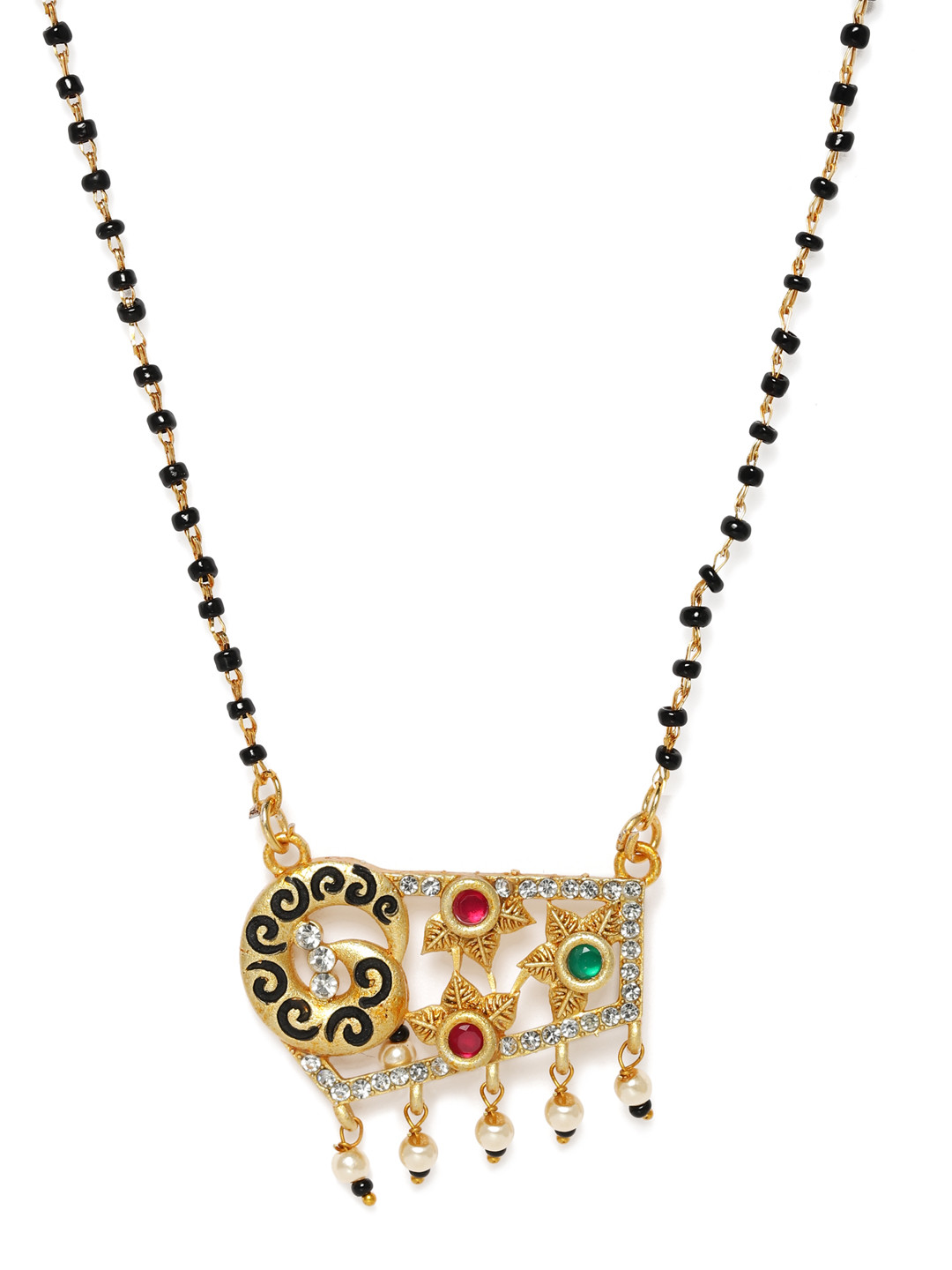 

Kord Store Black Gold-Plated Stone-Studded & Beaded Mangalsutra