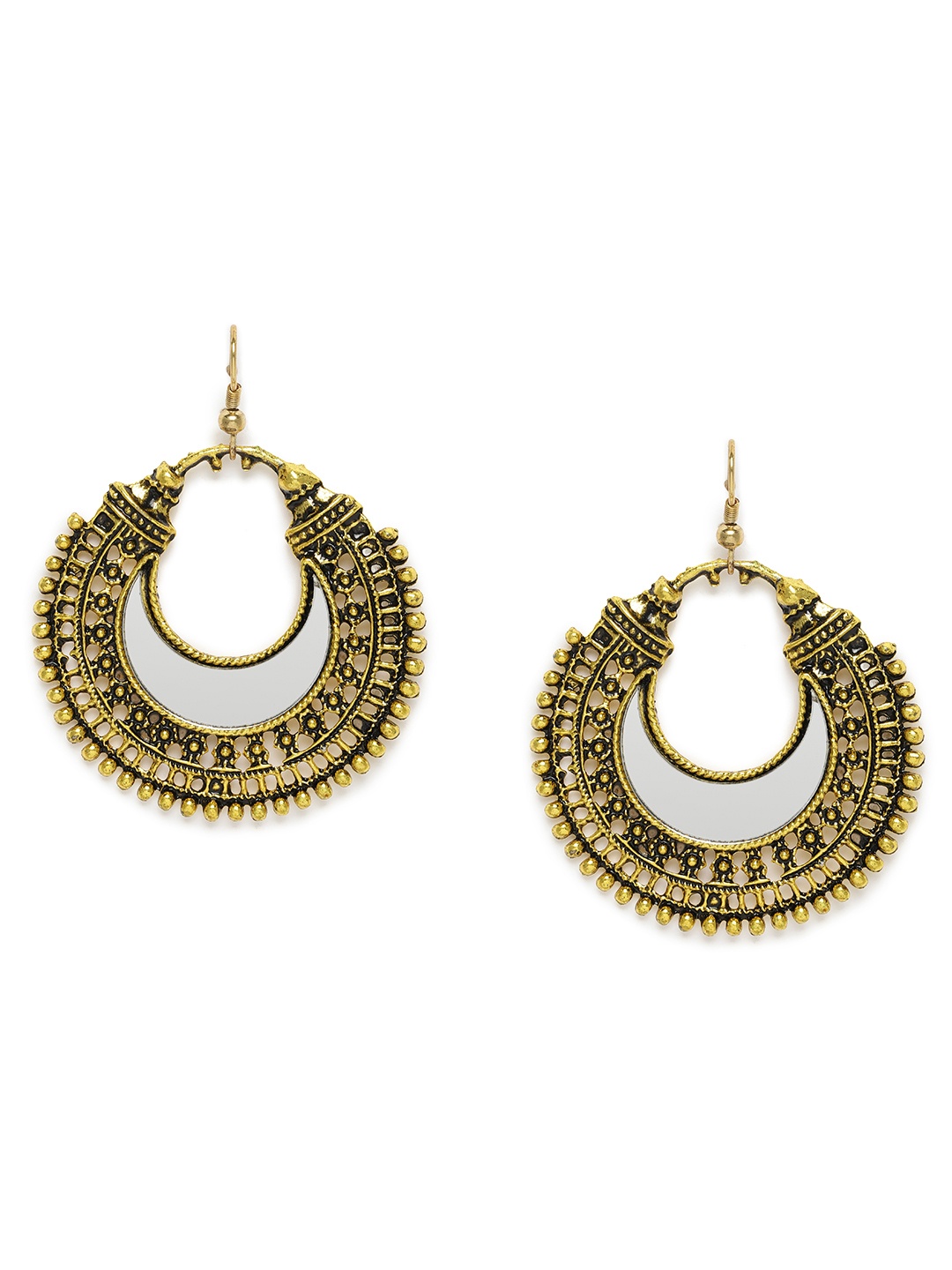 

Kord Store Gold-Plated Oxidised Circular Shaped Drop Earrings