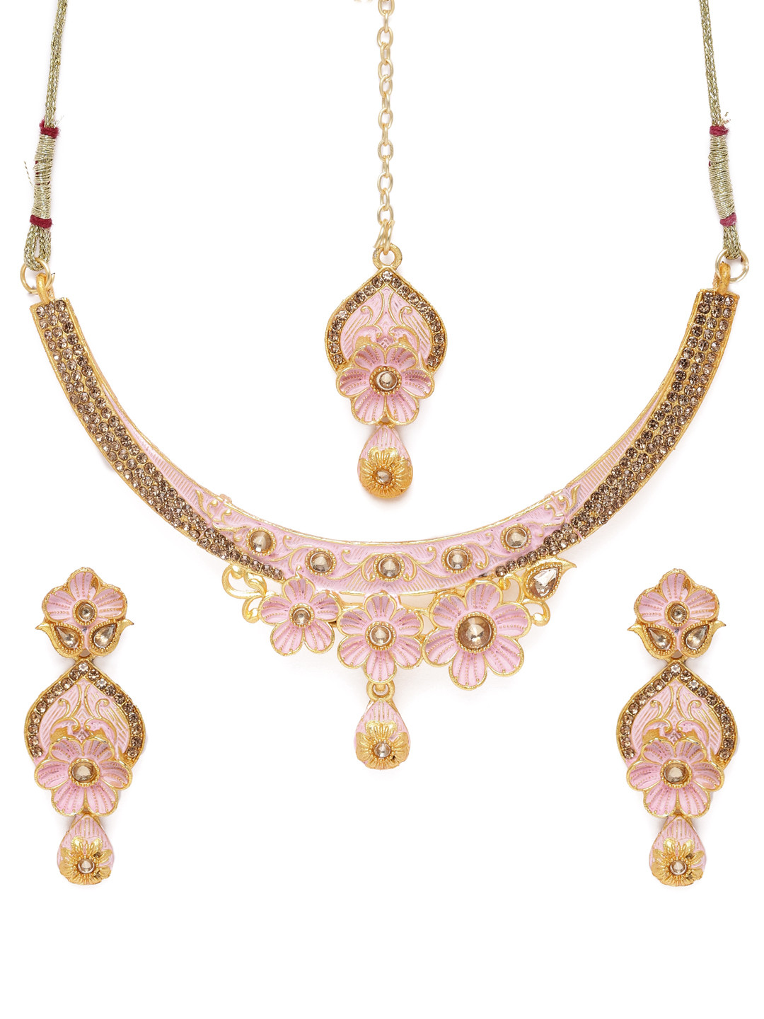

Kord Store Gold Plated & Pink Embellished Jewellery Set