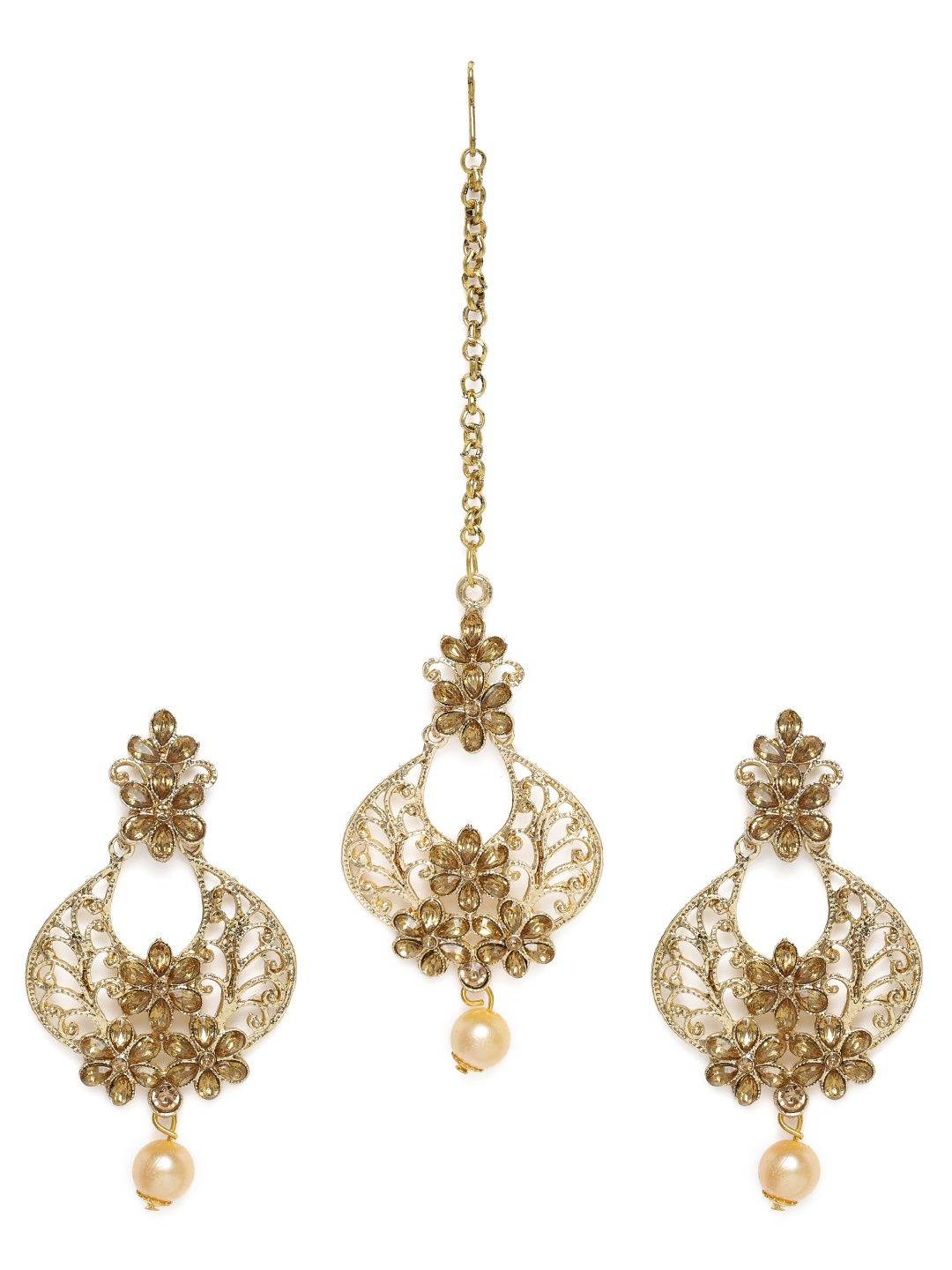 

Kord Store Gold-Plated Earrings & Maang Tika Set